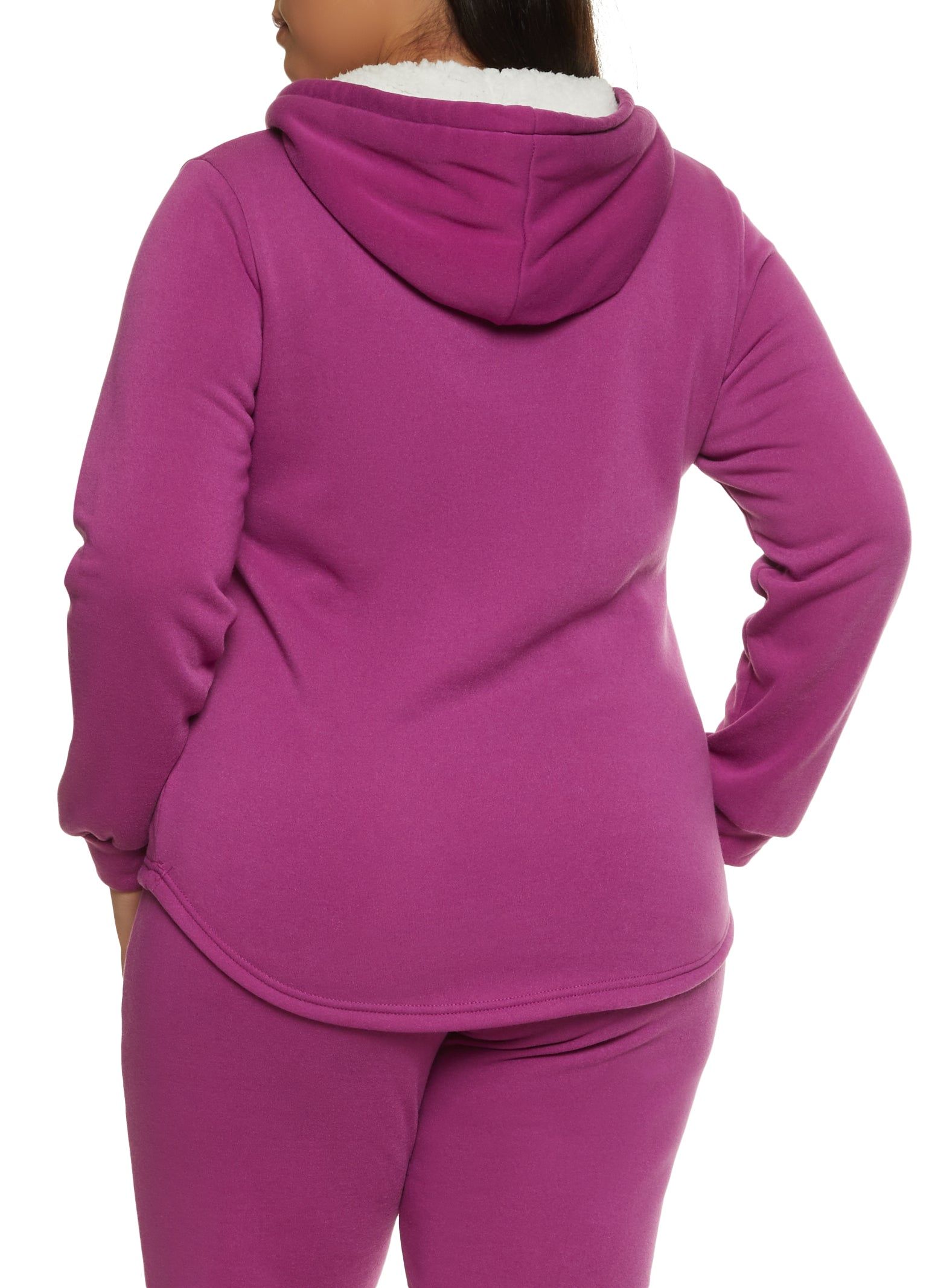 Plus Size Sherpa Lined Snap Button Hoodie sold by Rainbow product image thumbnail 3