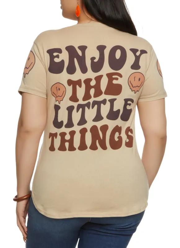 Plus Size Enjoy The Little Things Back Graphic Tee sold by Rainbow