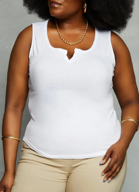 Plus Size Notch Neck Tank Top sold by Rainbow