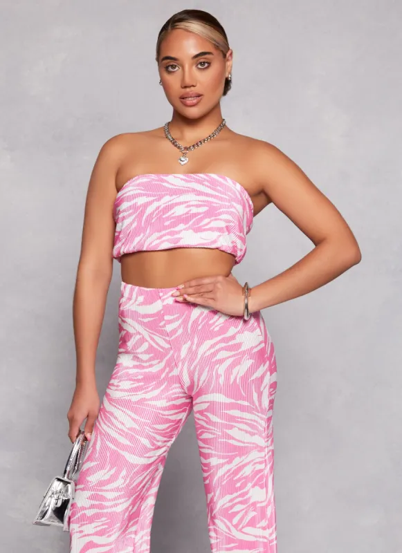 Plisse Printed Cropped Tube Top sold by Rainbow