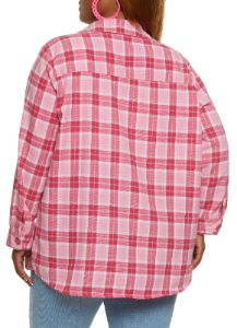 Plus Size Plaid Button Front Flannel Shirt sold by Rainbow