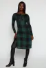 Plaid Side Slit Long Sleeve Tunic Top sold by Rainbow