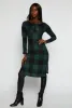 Plaid Side Slit Long Sleeve Tunic Top sold by Rainbow