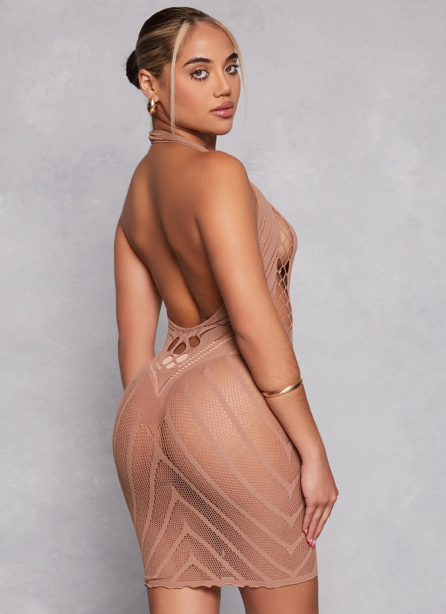 Fishnet Detail Cut Out Seamless Halter Dress sold by Rainbow product image thumbnail 3