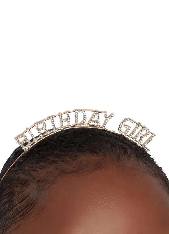 Rhinestone Birthday Girl Metallic Headband sold by Rainbow