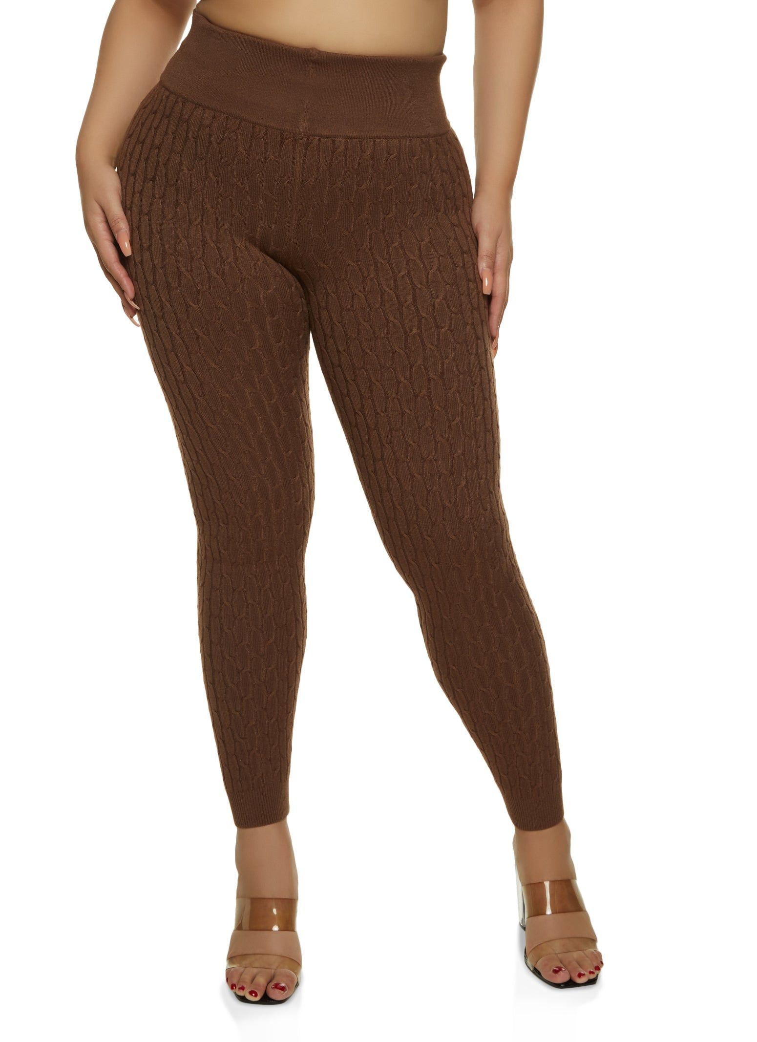 Plus Size Cable Knit High Waisted Leggings sold by Rainbow