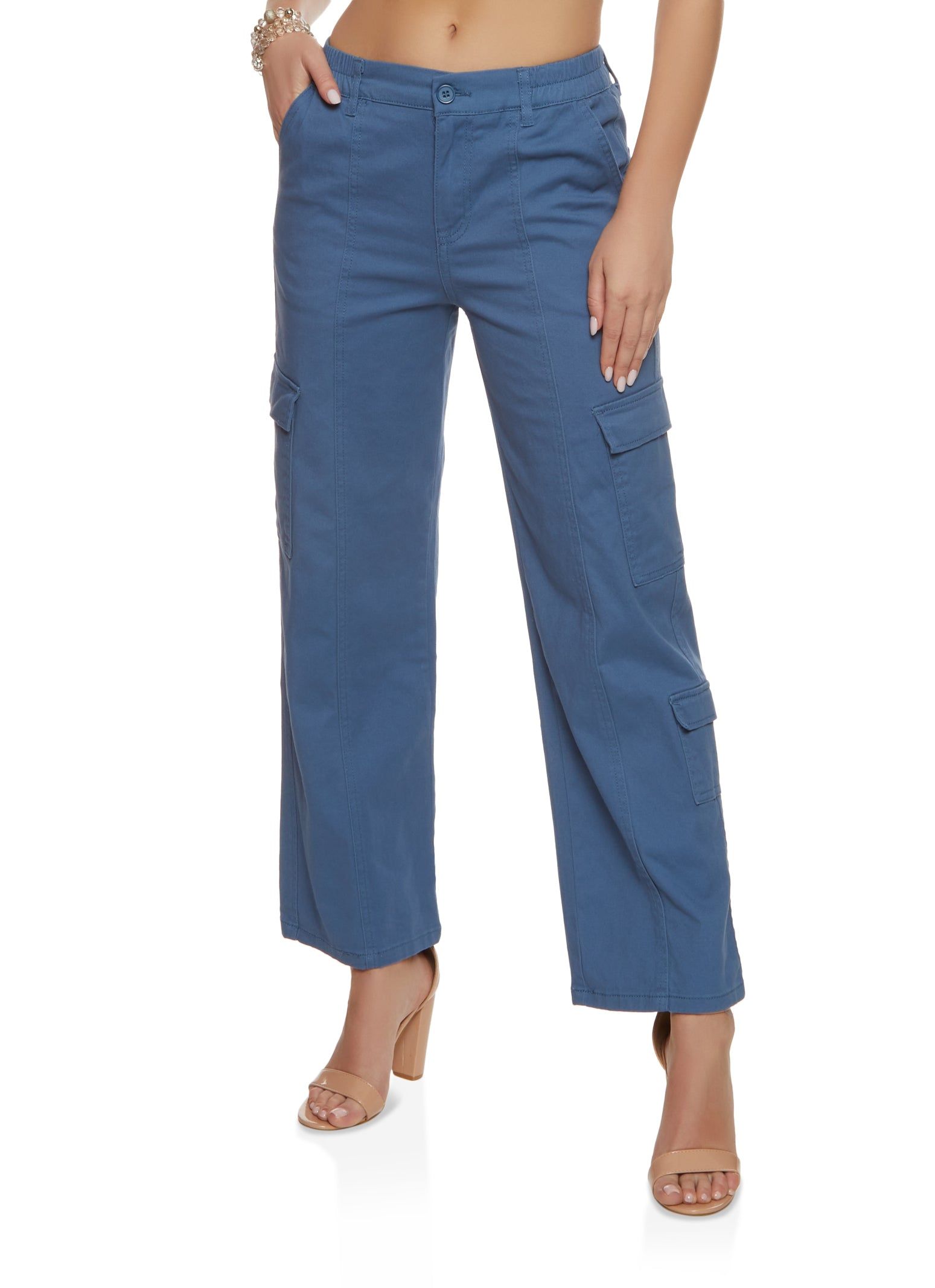 Twill Cargo Pocket Straight Leg Pants sold by Rainbow