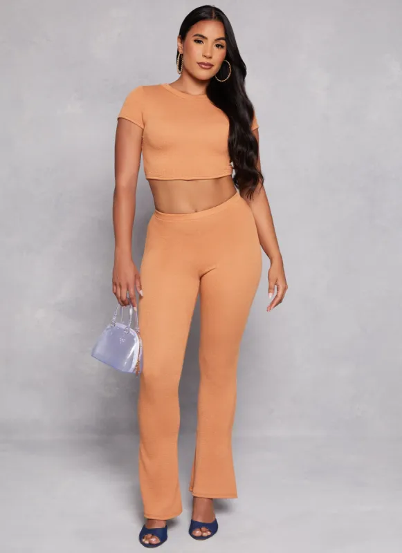 Ribbed Knit Pull On Boot Cut Pants sold by Rainbow