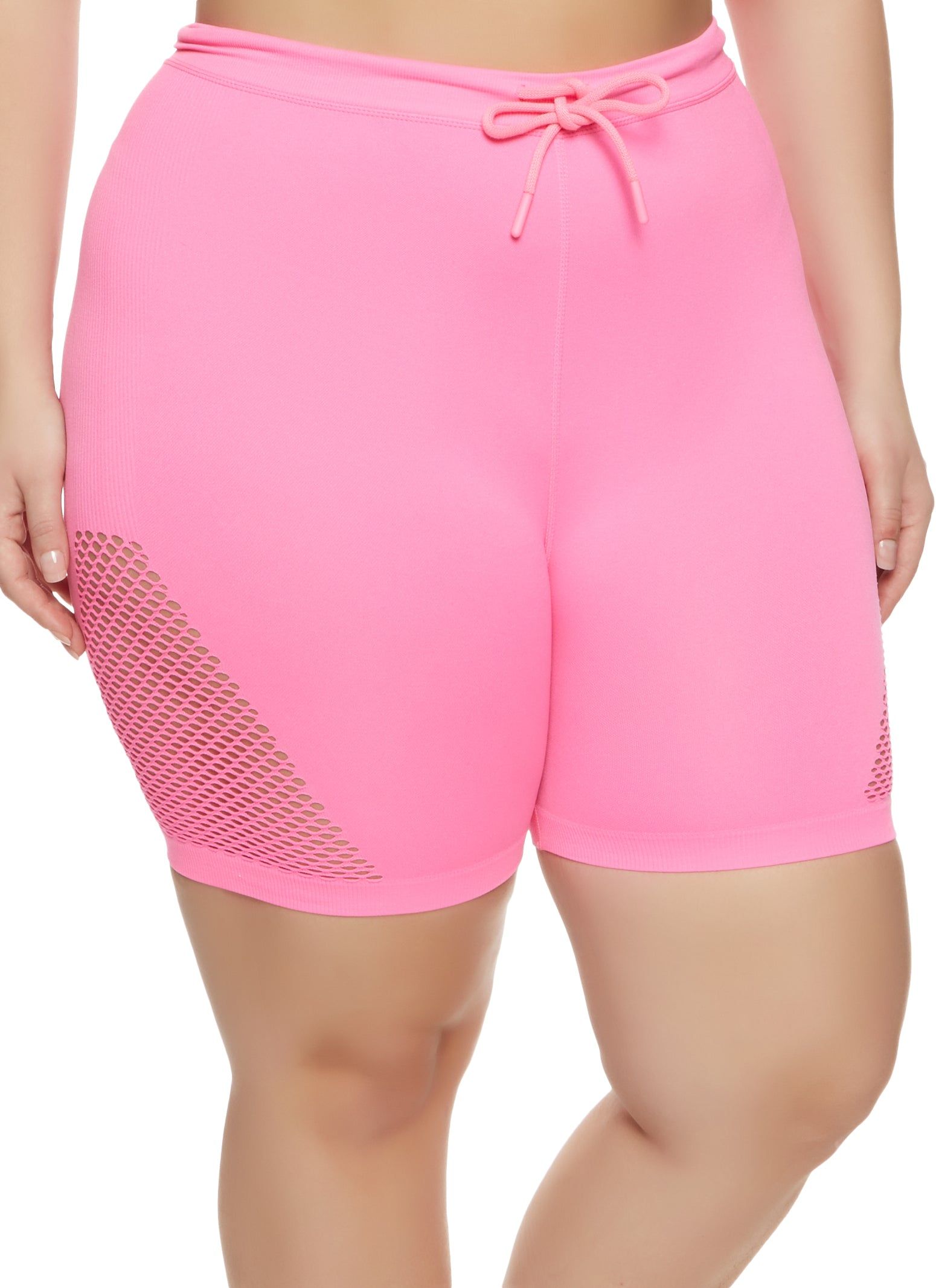 Plus Size Fishnet Laser Cut Shorts sold by Rainbow