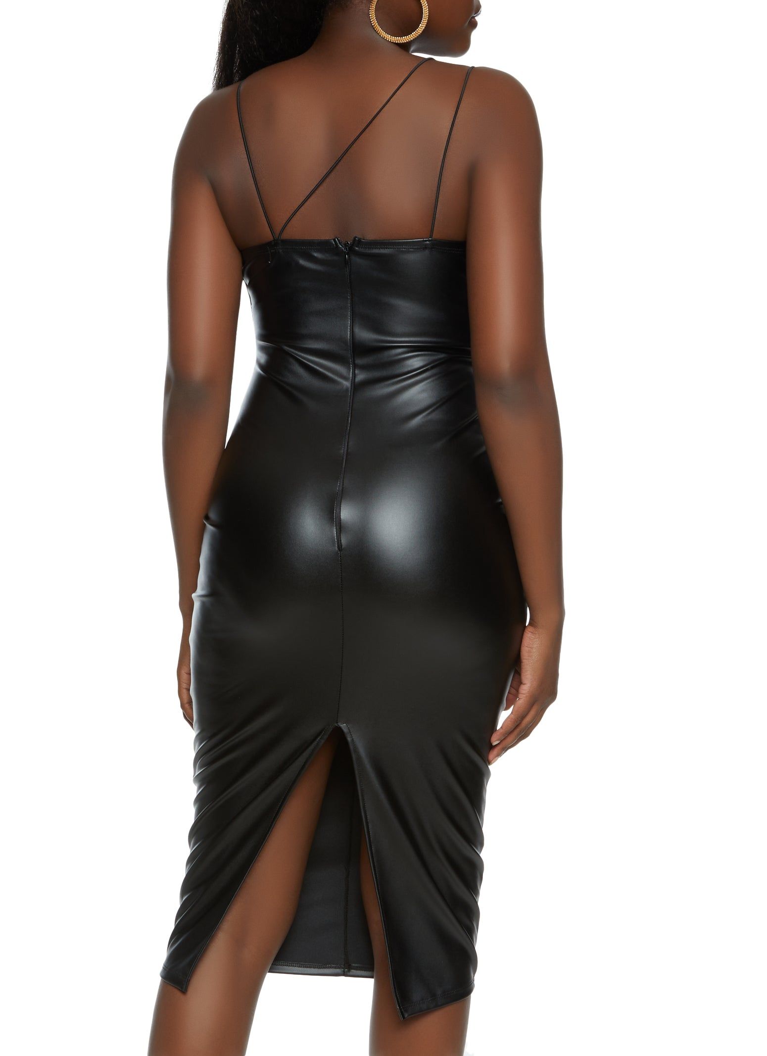 Faux Leather Slit Back Midi Dress sold by Rainbow product image thumbnail 3