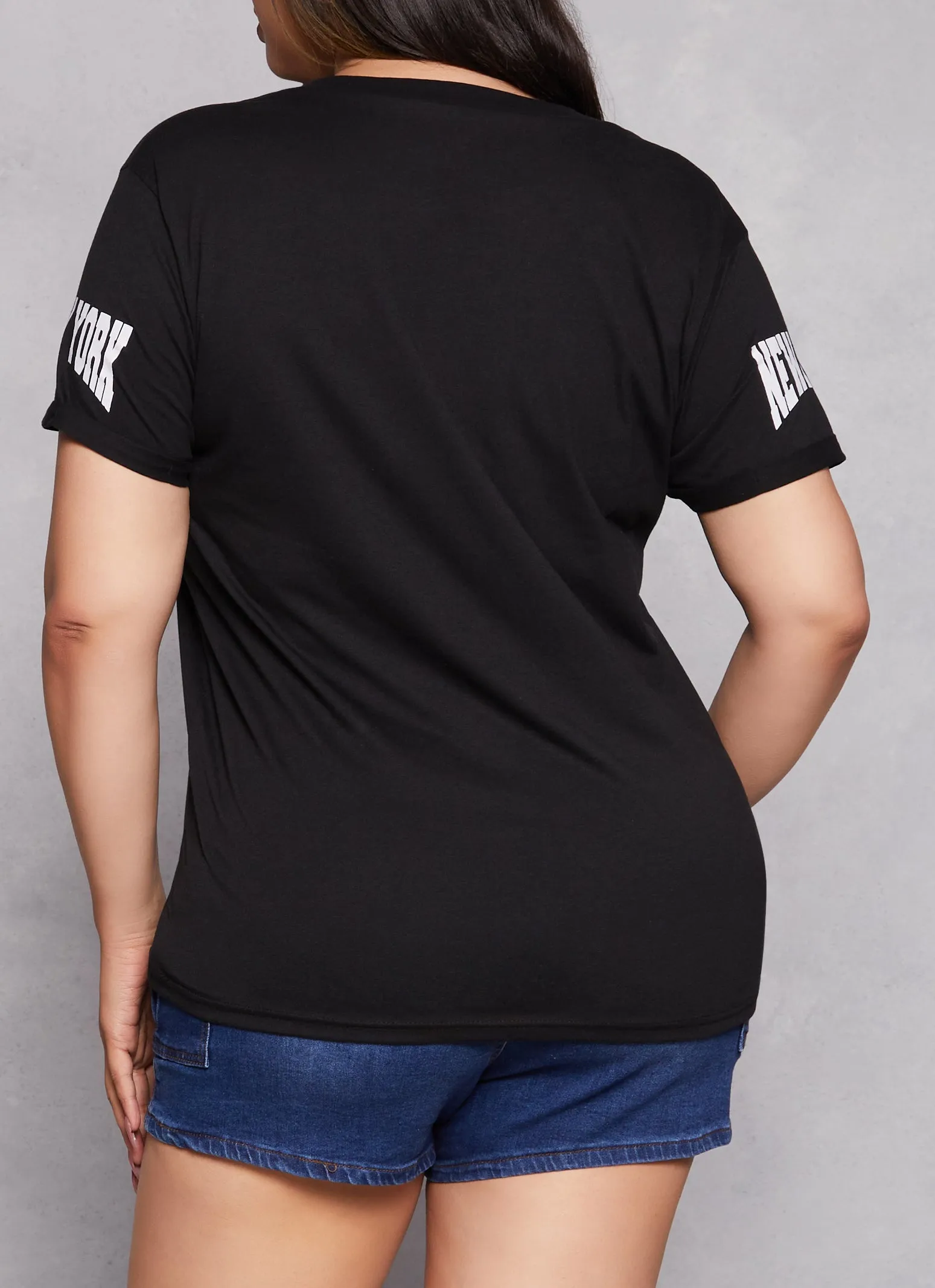 Plus Size Sequin New York Notch Neck Tee sold by Rainbow product image thumbnail 3