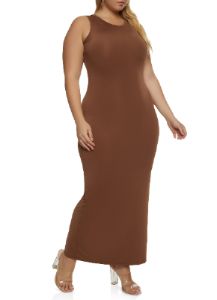Plus Size Sleeveless Crew Neck Maxi Dress sold by Rainbow