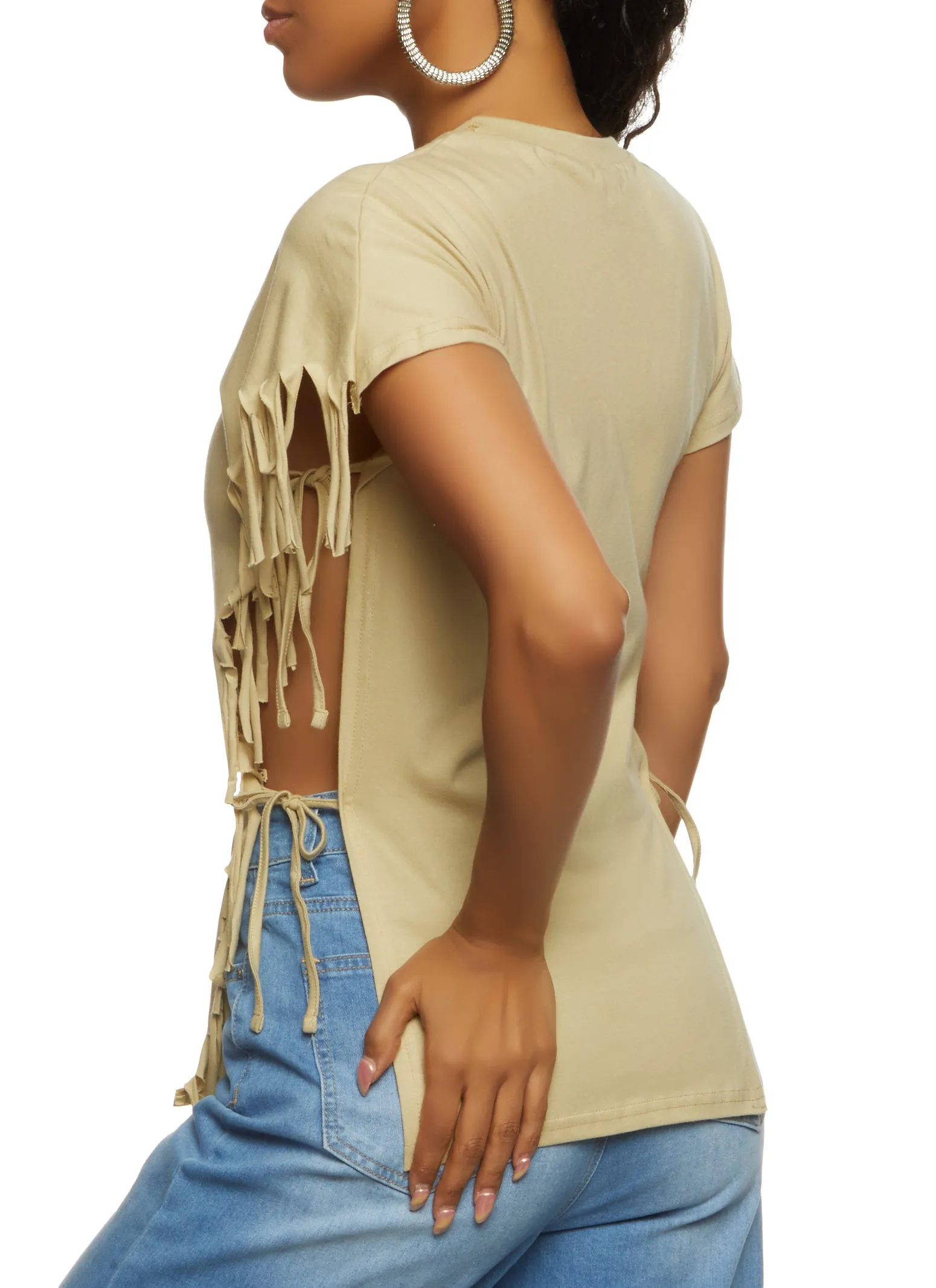 Enjoy Personal Time Fringe Side Tie Tee sold by Rainbow product image thumbnail 2