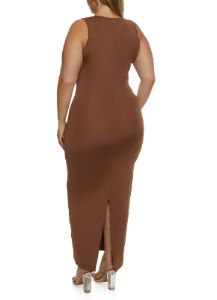 Plus Size Sleeveless Crew Neck Maxi Dress sold by Rainbow