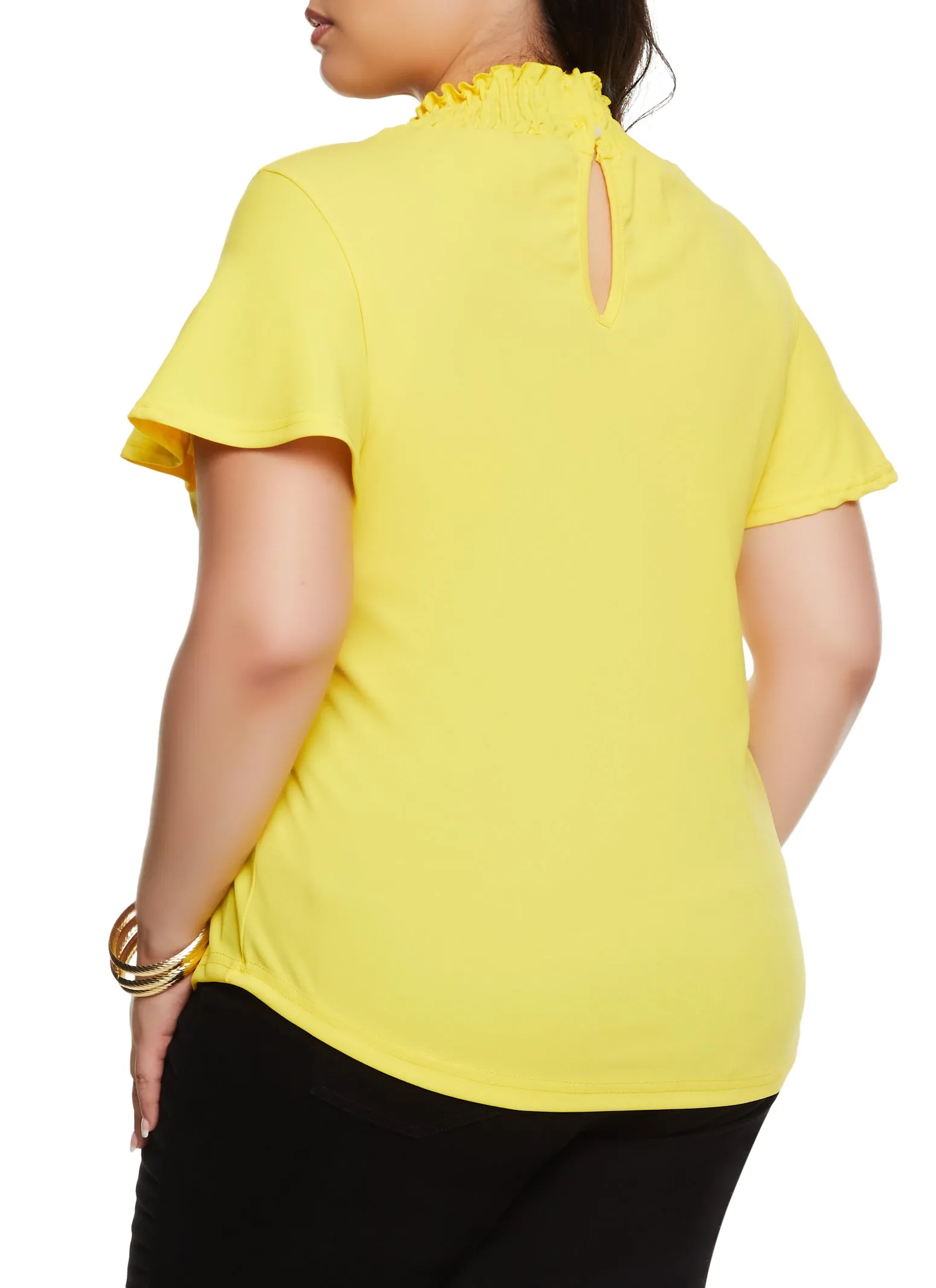 Plus Size Smocked Neck Blouse with Necklace sold by Rainbow product image thumbnail 2