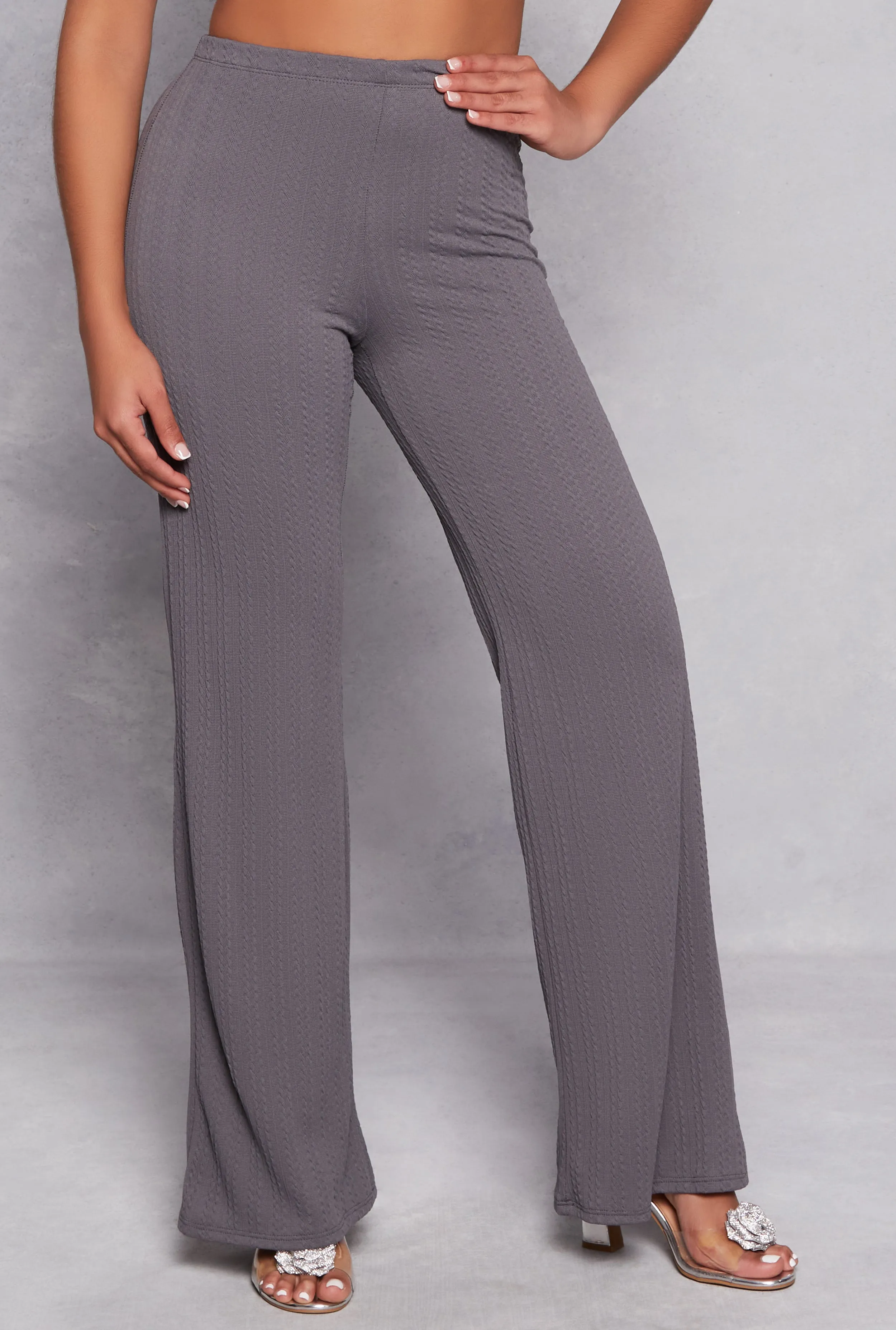 Textured Knit Wide Leg High Waist Pants sold by Rainbow product image thumbnail 2