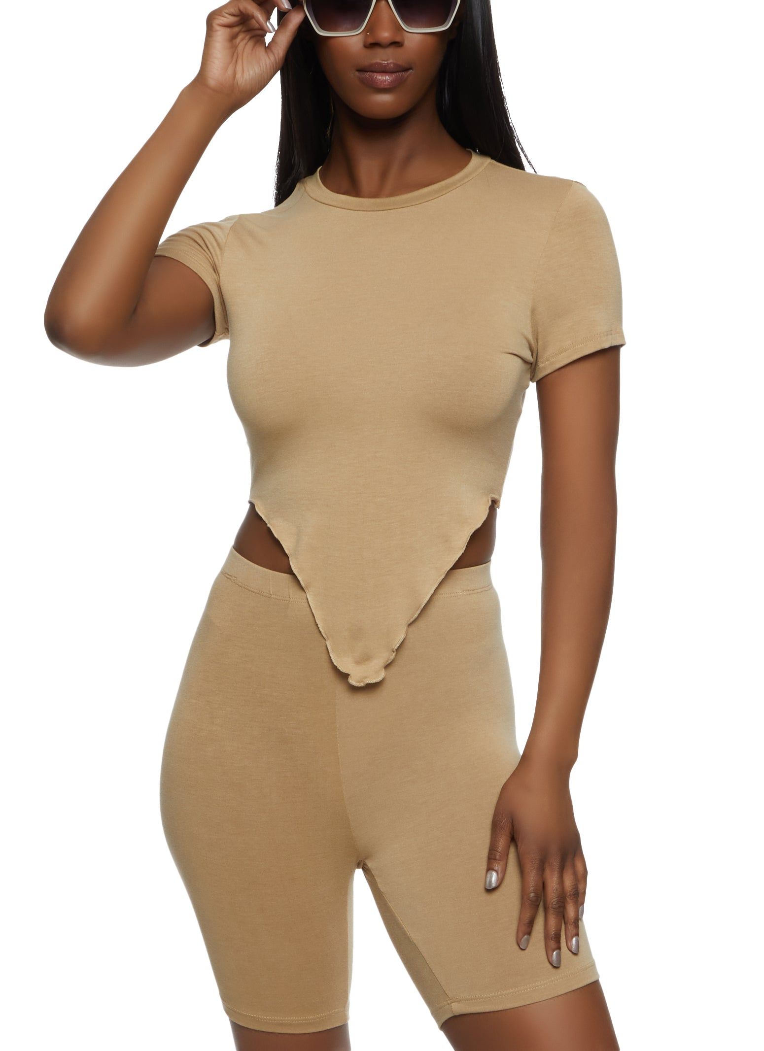 Lettuce Edge Hanky Hem Crop Top sold by Rainbow