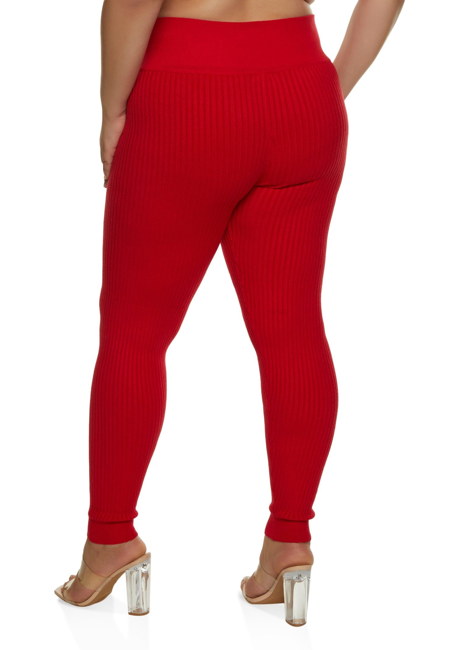 Plus Size Ribbed High Waisted Leggings sold by Rainbow product image thumbnail 2