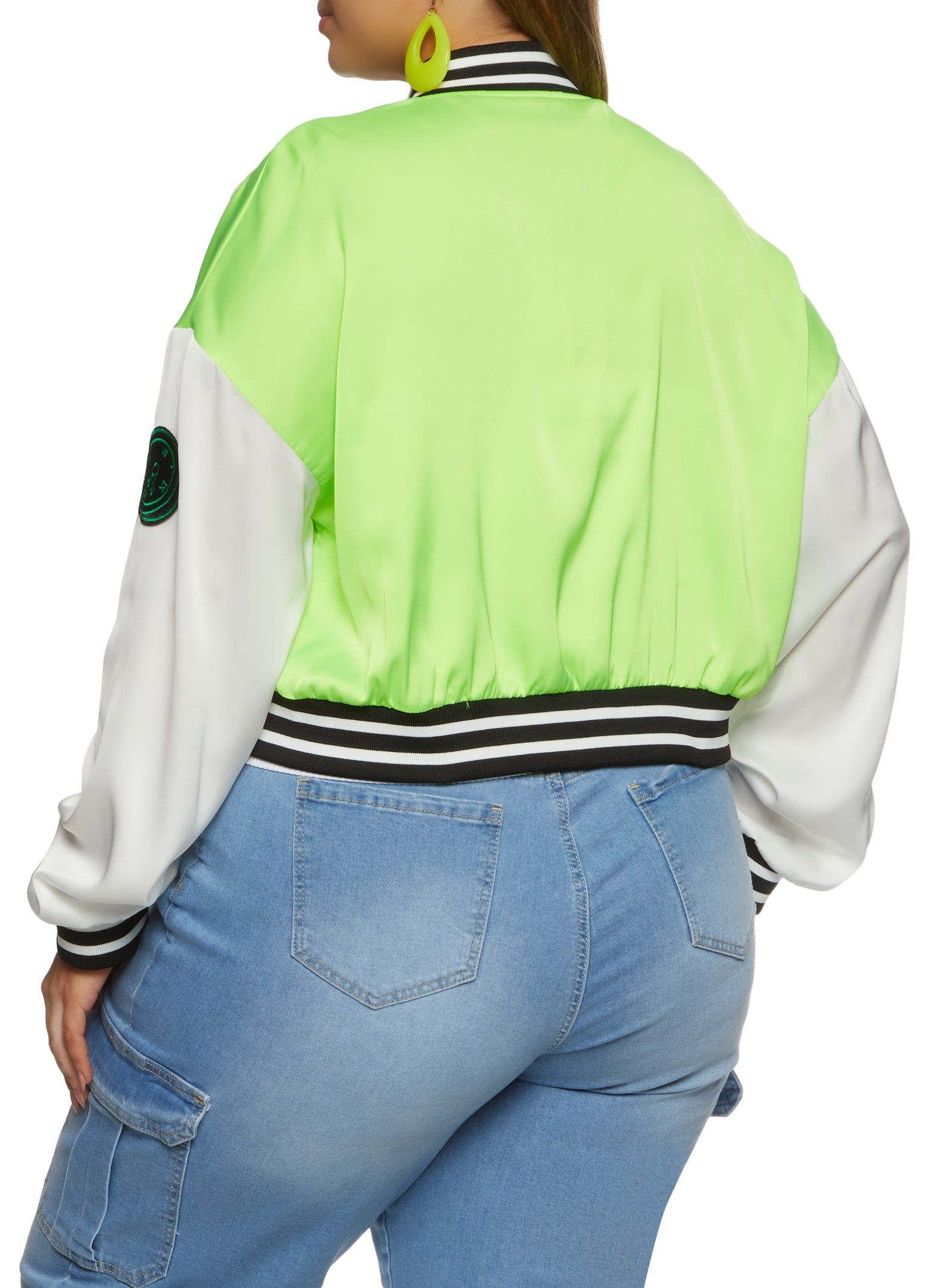 Plus Size Daisy B Chenille Graphic Patch Varsity Jacket sold by Rainbow product image thumbnail 2