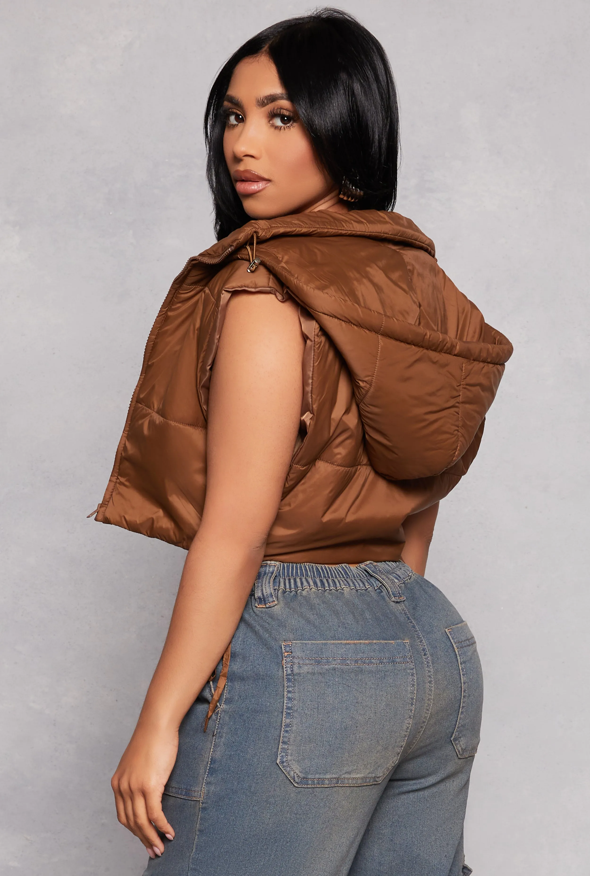 Daisy Side Tie Cropped Puffer Vest sold by Rainbow product image thumbnail 3