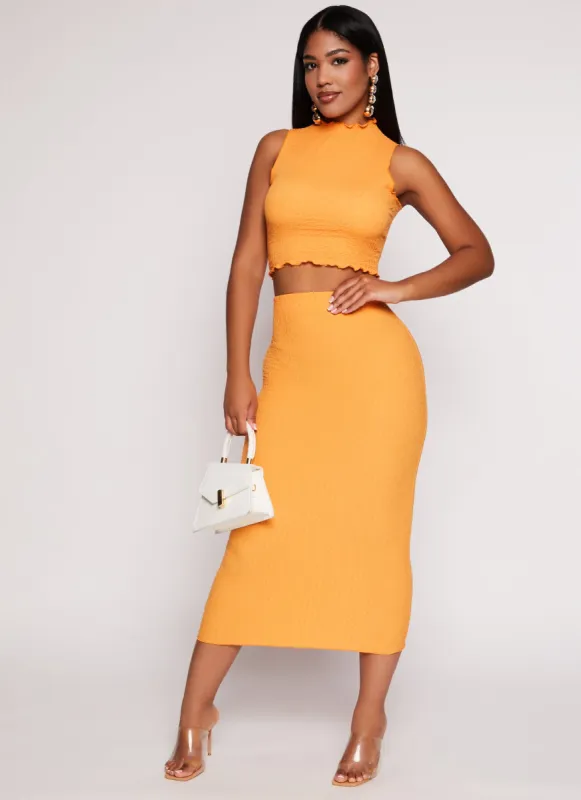 Textured Knit Midi Skirt sold by Rainbow
