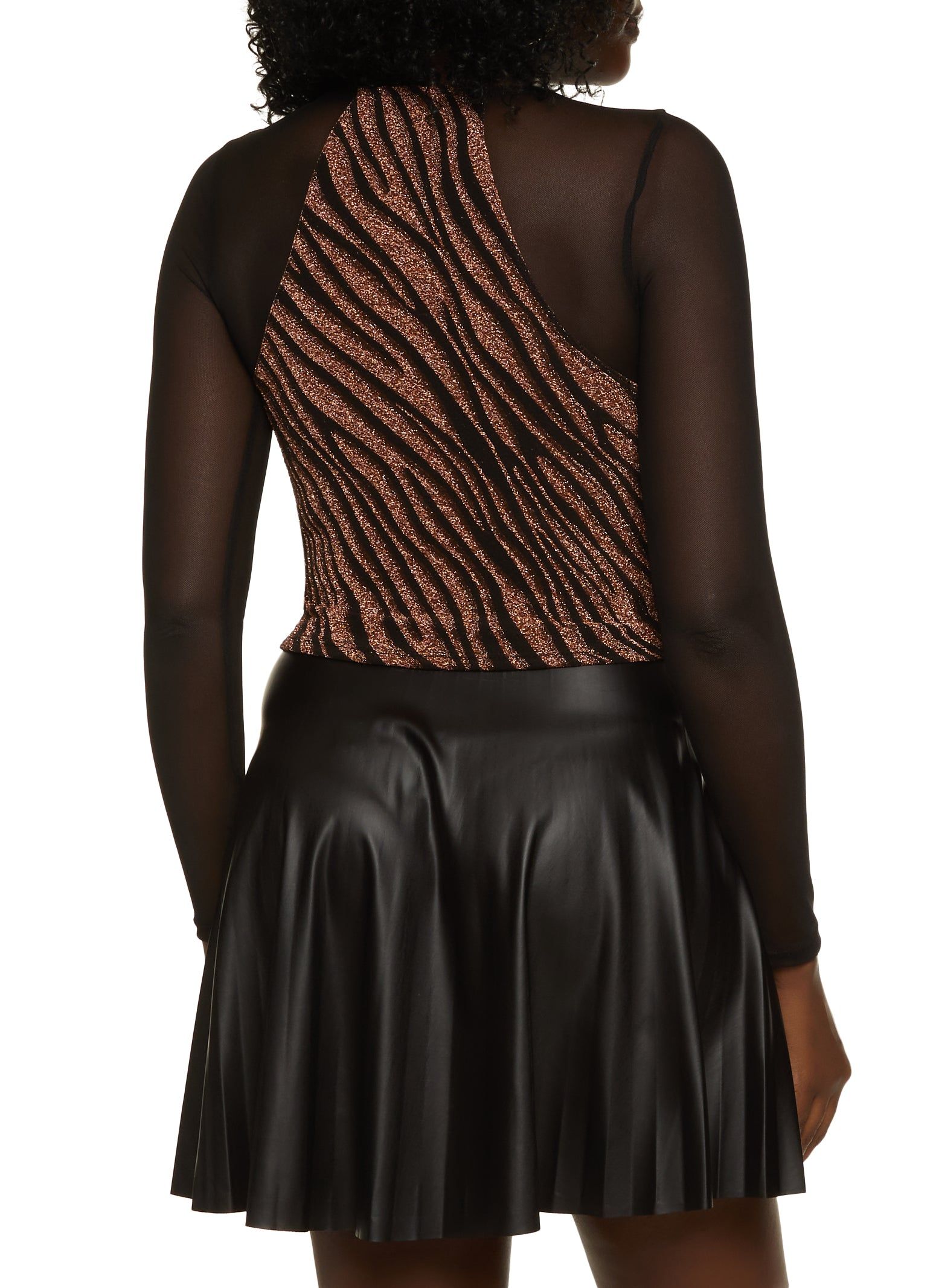 Lurex Zebra Print Mesh Detail Crop Top sold by Rainbow product image thumbnail 2