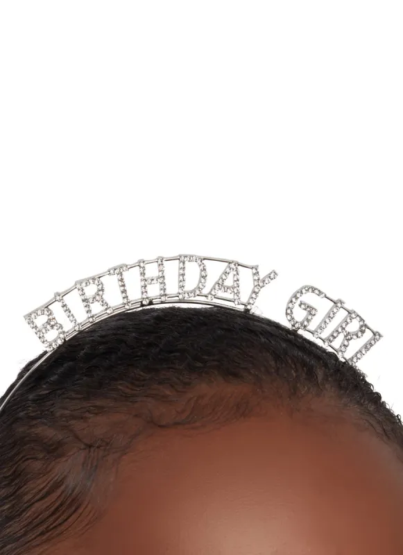 Rhinestone Birthday Girl Metallic Headband sold by Rainbow