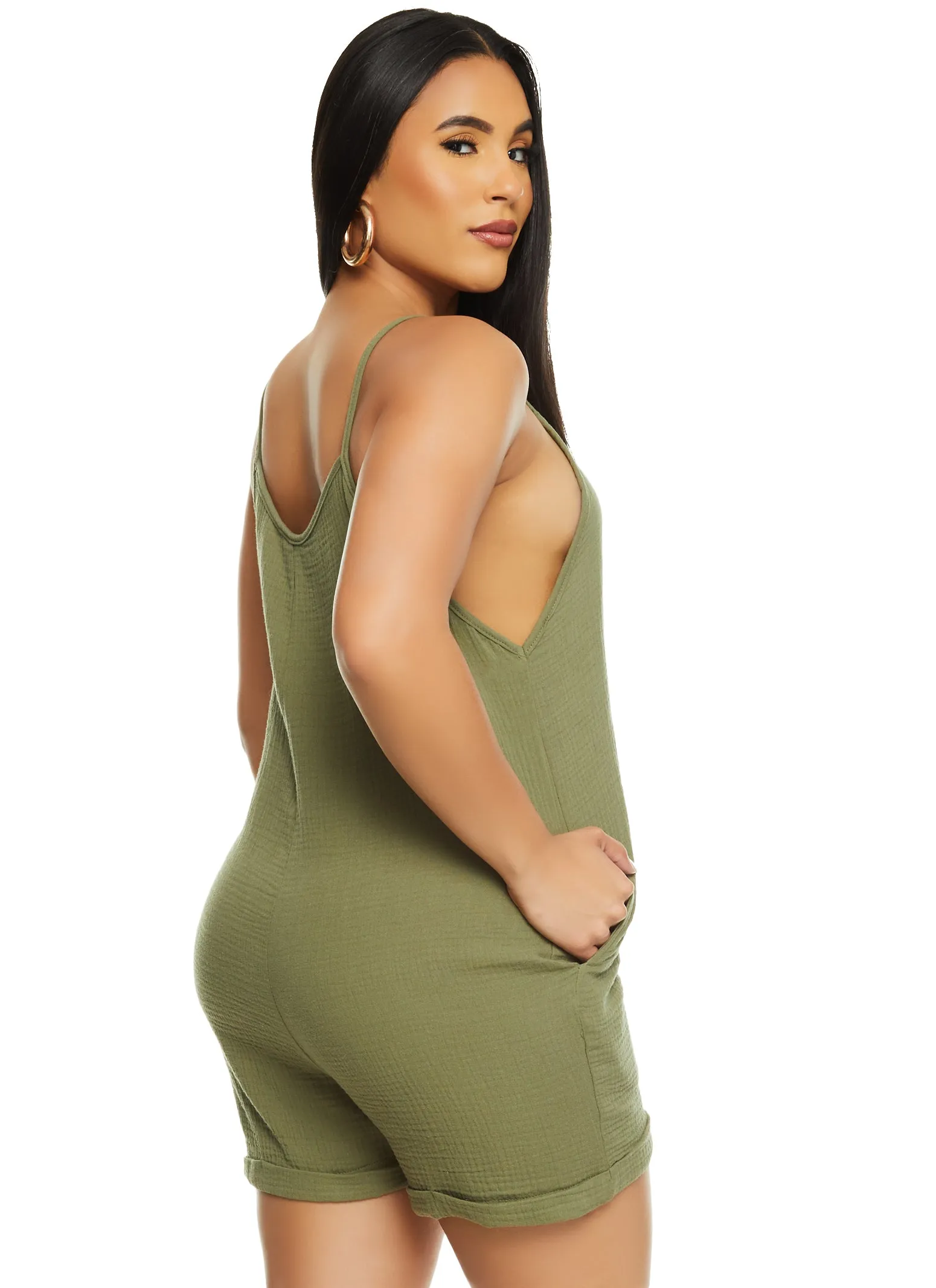 Gauze Knit Side Pocket Sleeveless Romper sold by Rainbow product image thumbnail 2