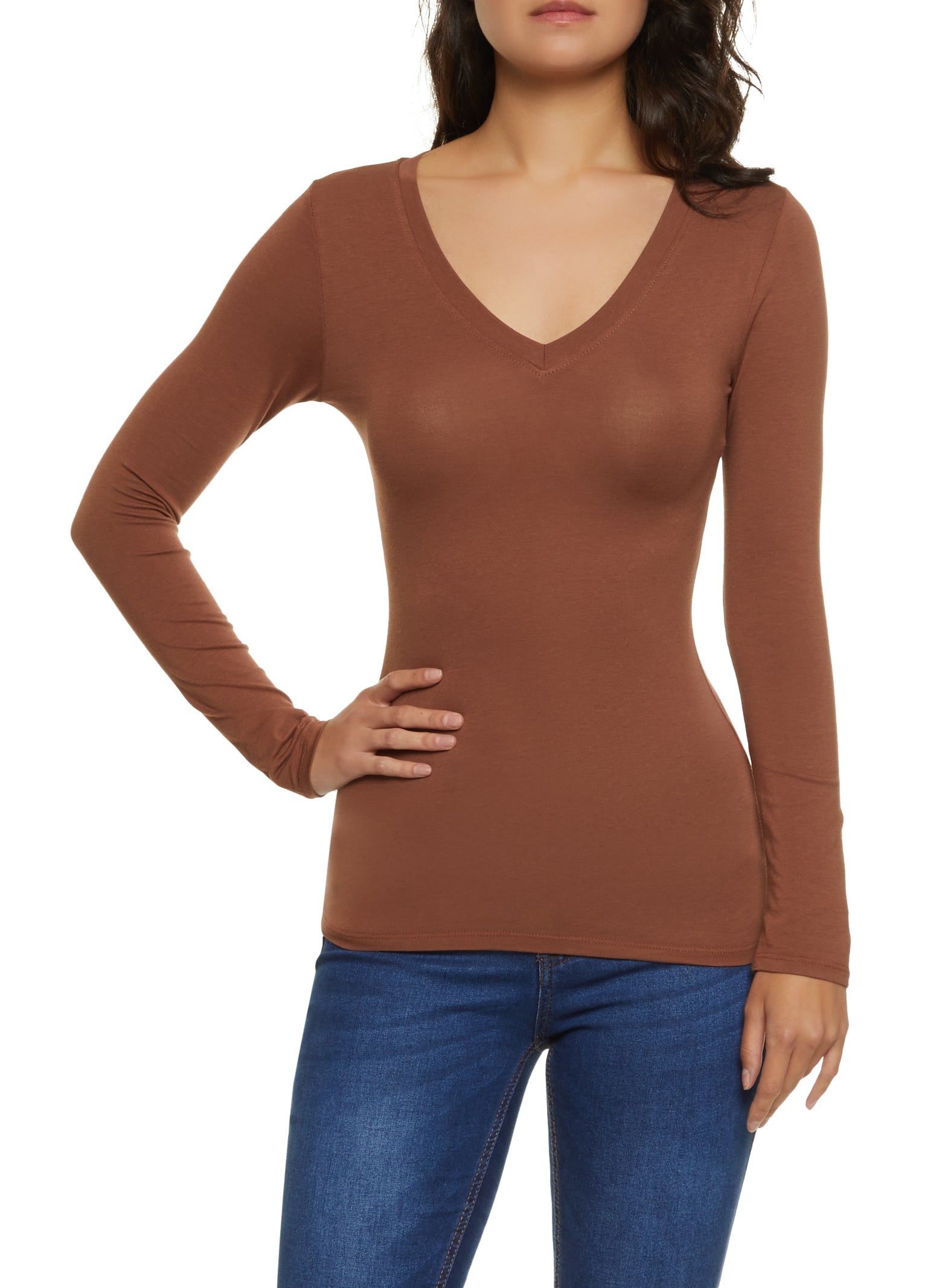 Long Sleeve V Neck Tee sold by Rainbow