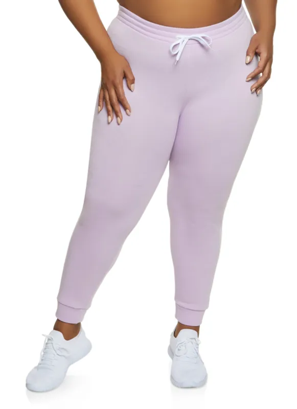 Plus Size High Waist Fleece Joggers sold by Rainbow