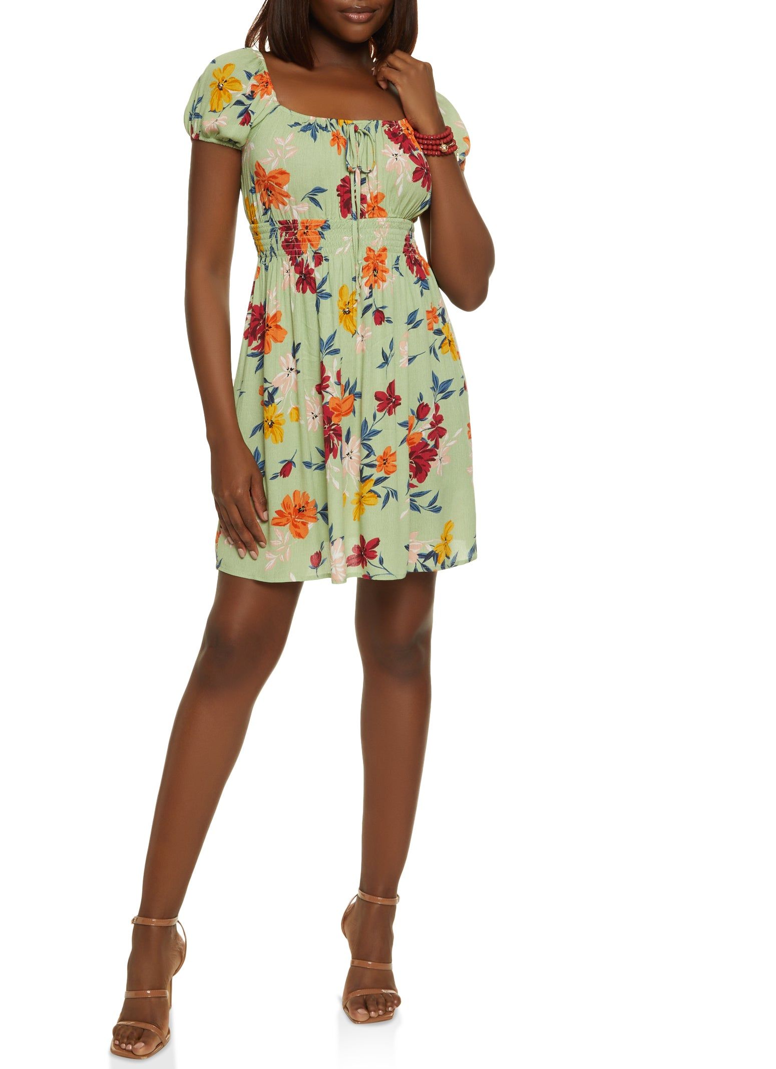Floral Print Smocked Waist Dress sold by Rainbow product image thumbnail 2