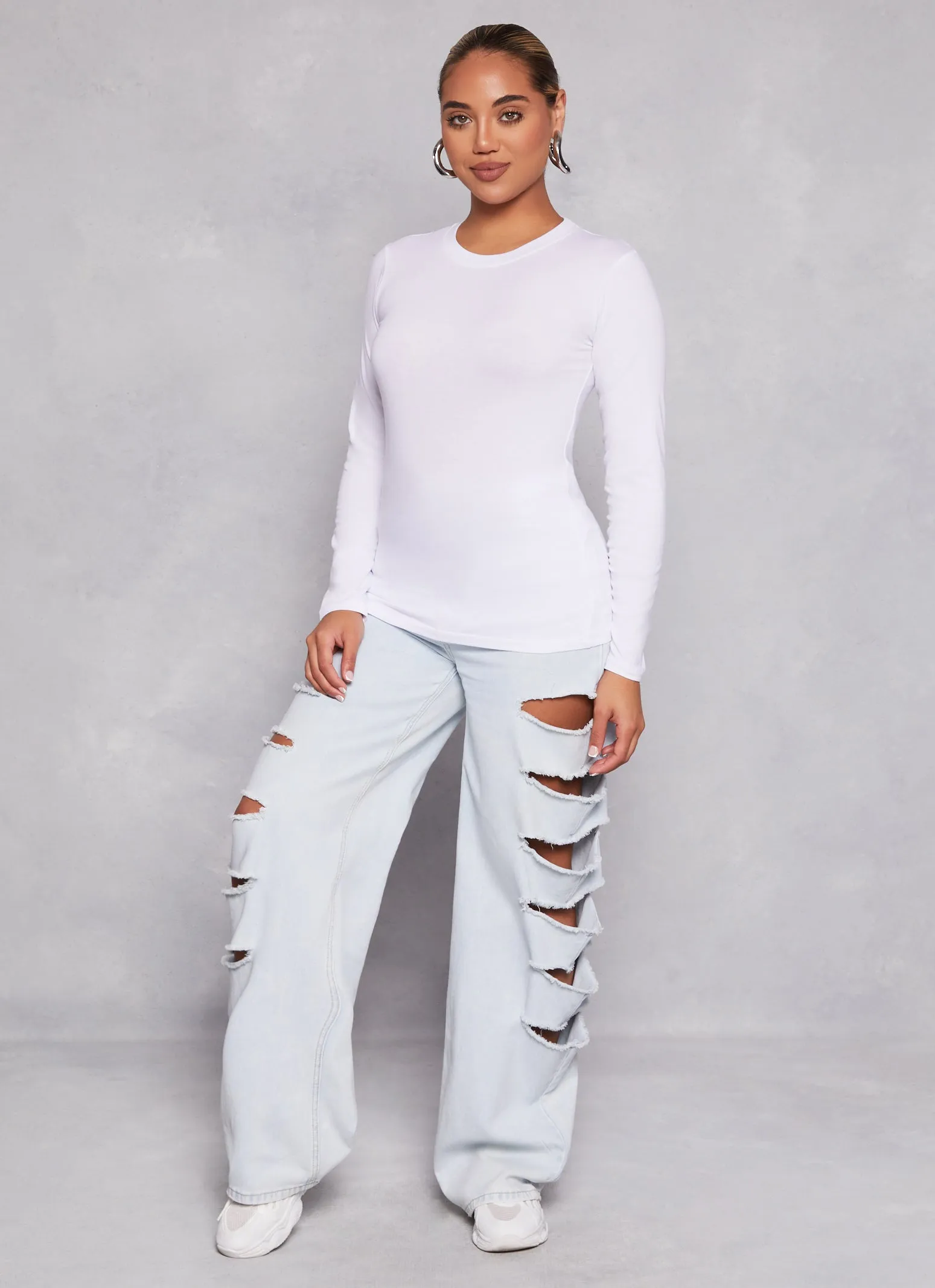 Basic Long Sleeve Crew Neck Tee sold by Rainbow product image thumbnail 2