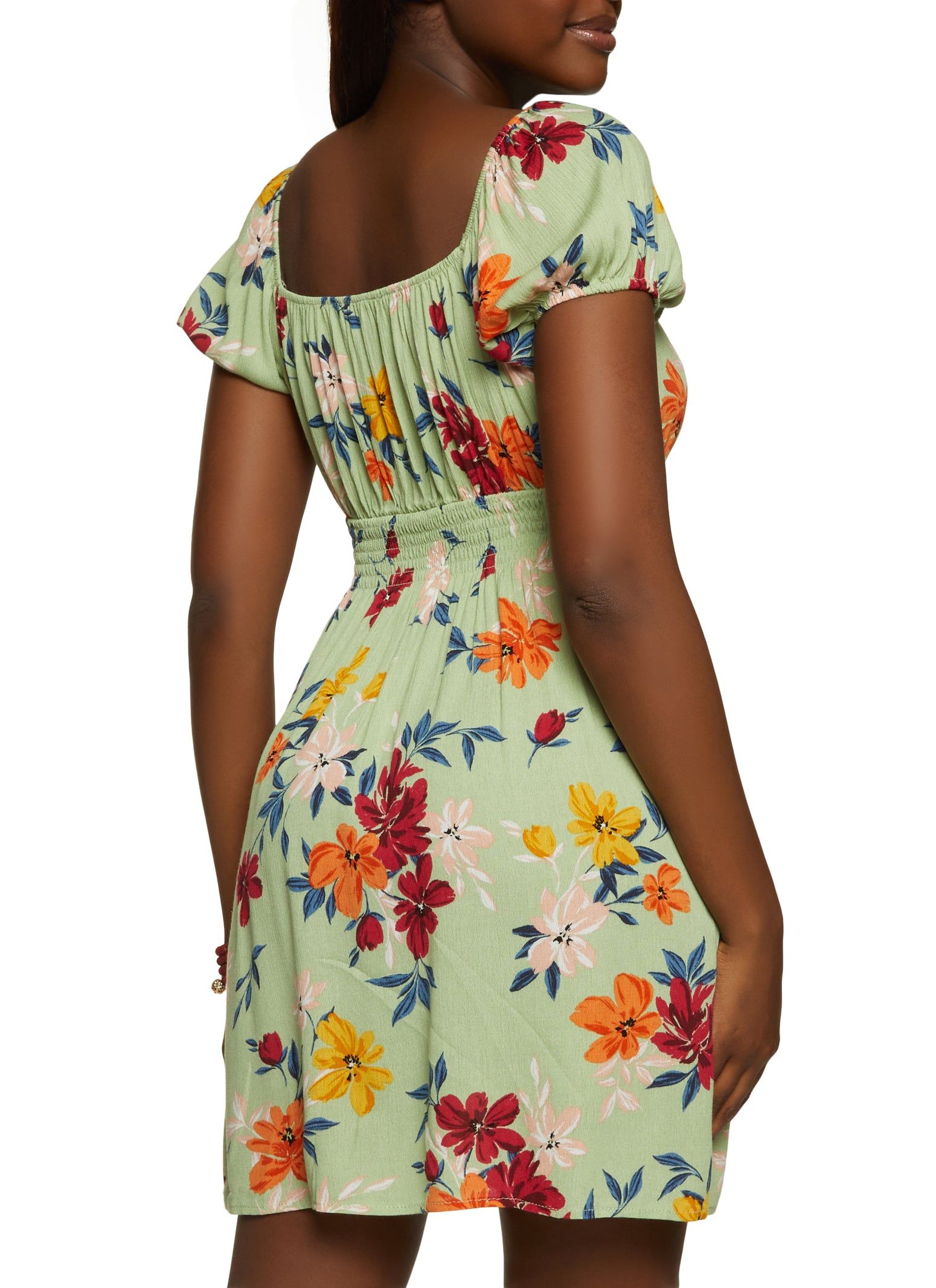 Floral Print Smocked Waist Dress sold by Rainbow product image thumbnail 3