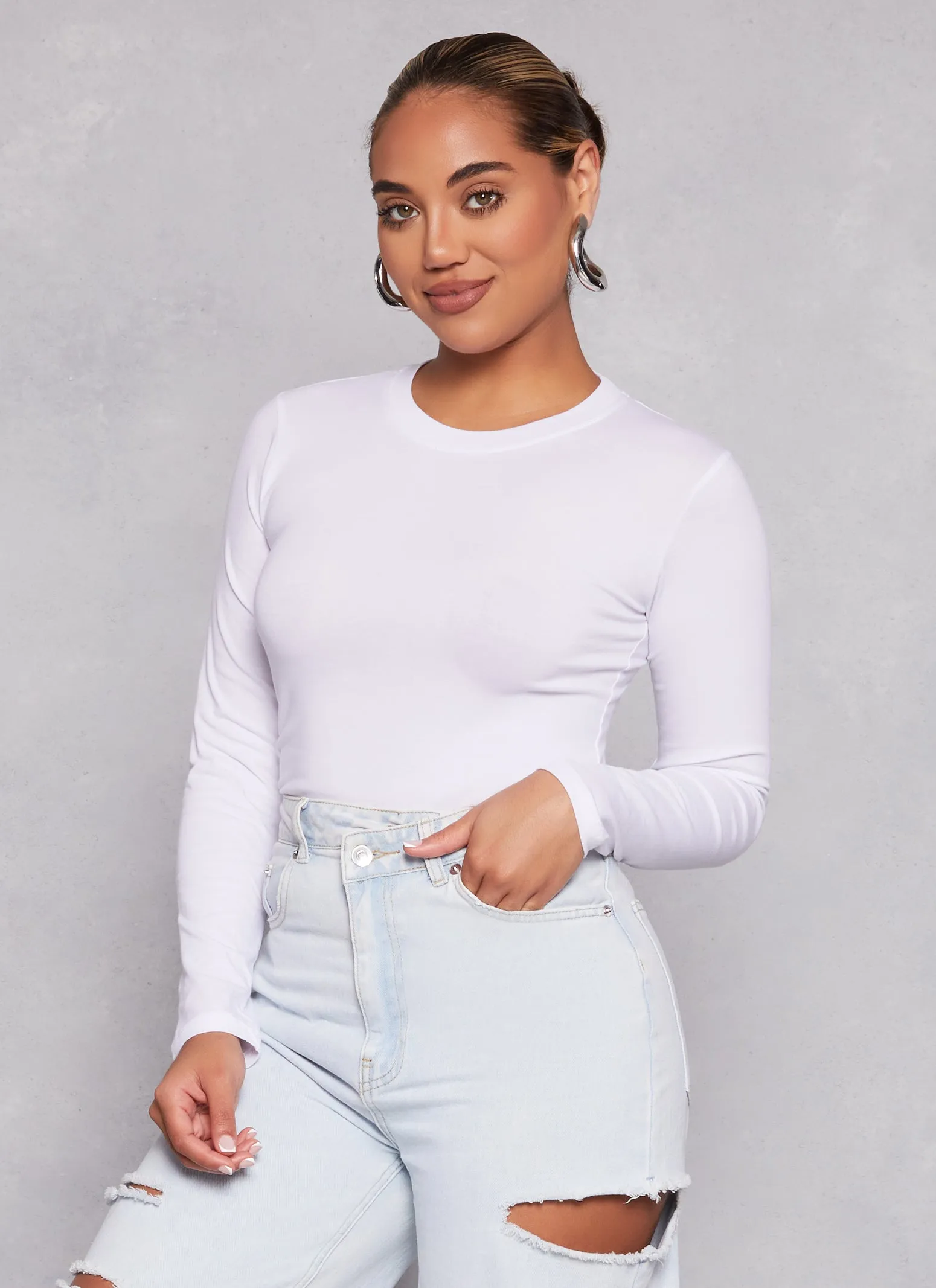 Basic Long Sleeve Crew Neck Tee sold by Rainbow