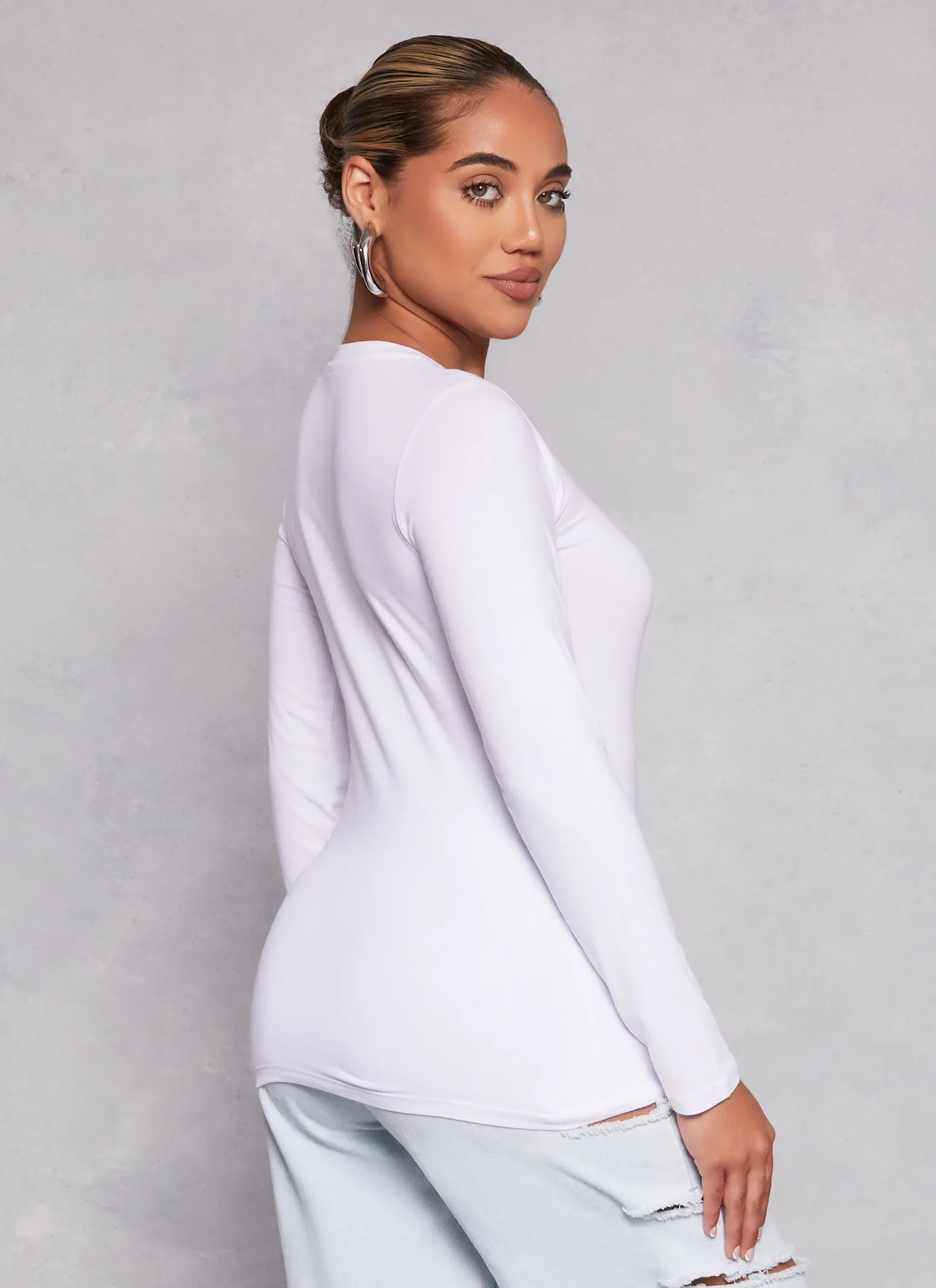 Basic Long Sleeve Crew Neck Tee sold by Rainbow product image thumbnail 3