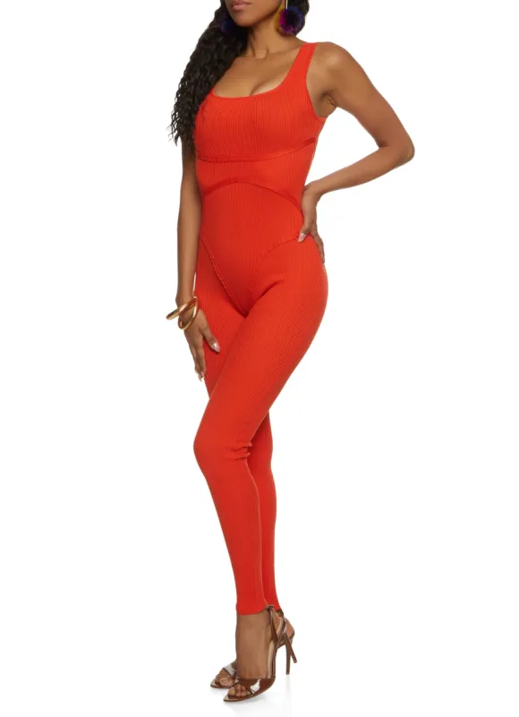 Daisy Seamless Ribbed Knit Sleeveless Catsuit sold by Rainbow