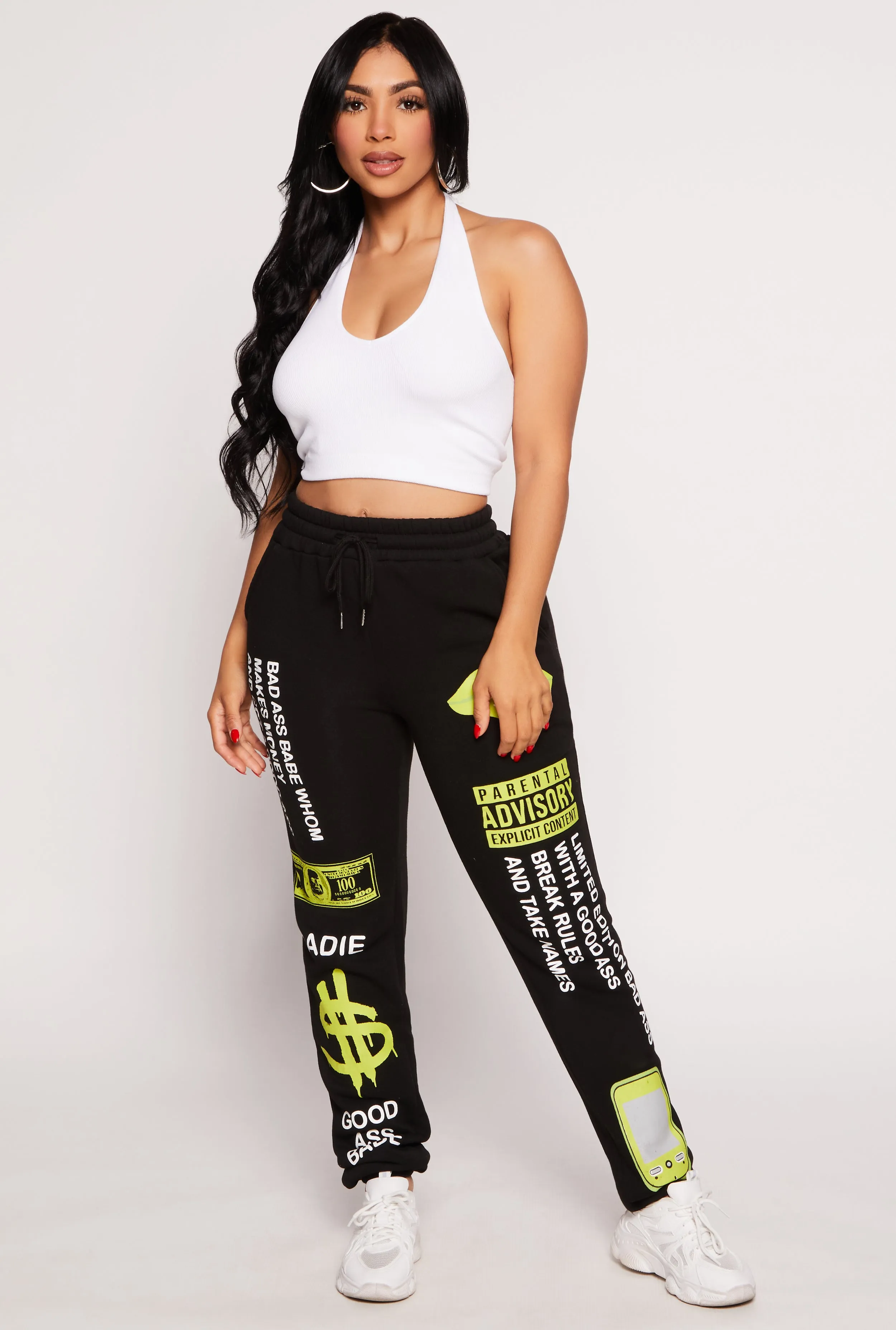 Graffiti Graphic Fleece Lined Sweatpants sold by Rainbow