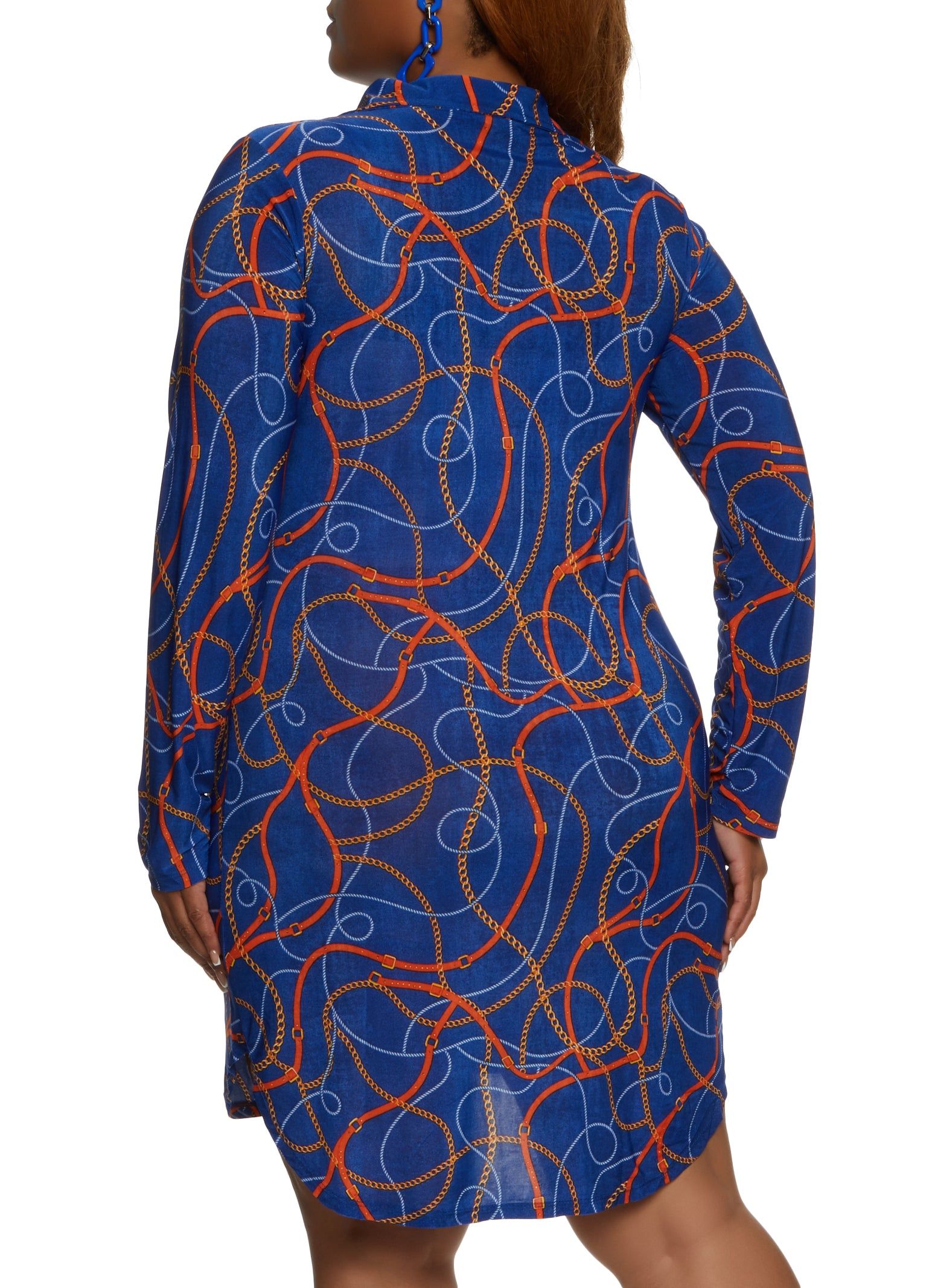 Plus Size Chain Belt Print Mini Shirt Dress sold by Rainbow product image thumbnail 3