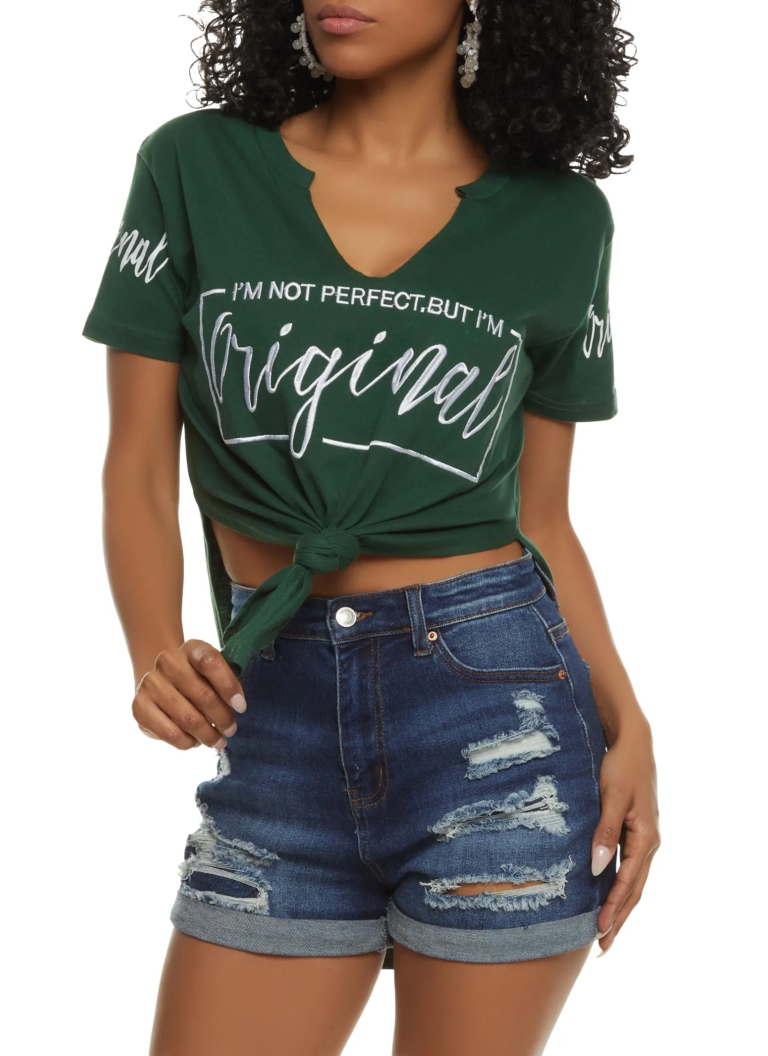 Im Not Perfect But Im Original Knot Front Tee sold by Rainbow