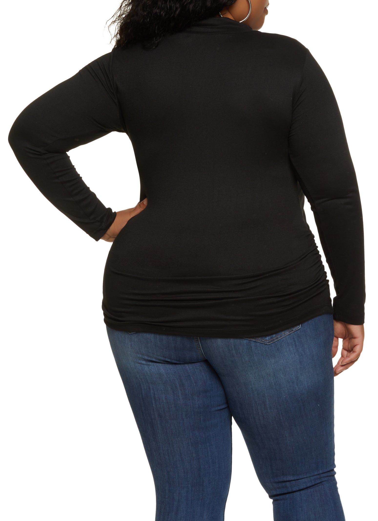 Plus Size Basic Mock Neck Ruched Side Top sold by Rainbow product image thumbnail 2