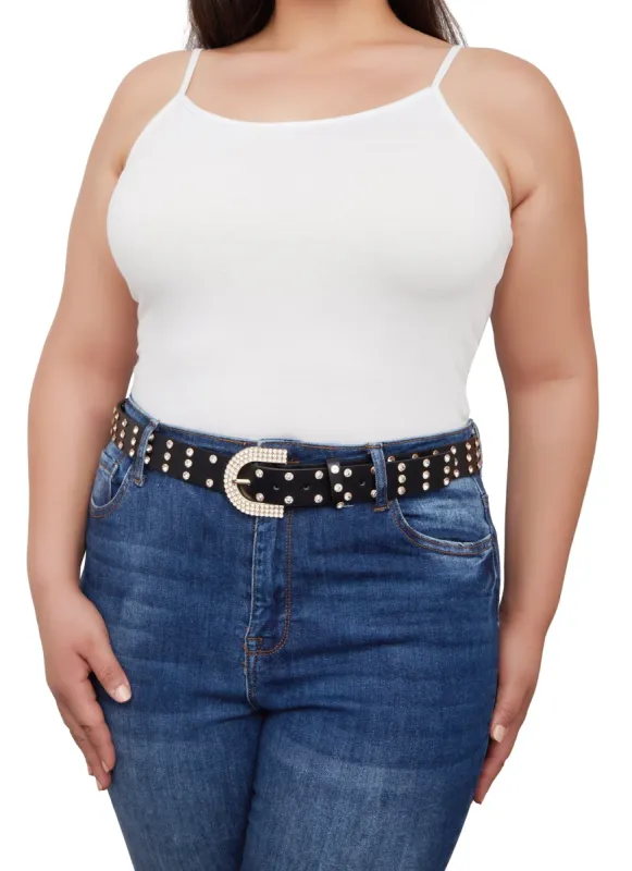 Plus Size Rhinestone Studded Belt sold by Rainbow