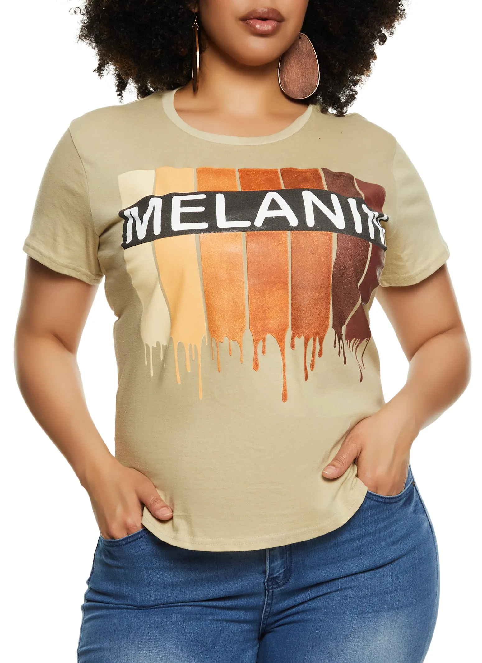 Plus Size Melanin Drip Graphic Tee sold by Rainbow