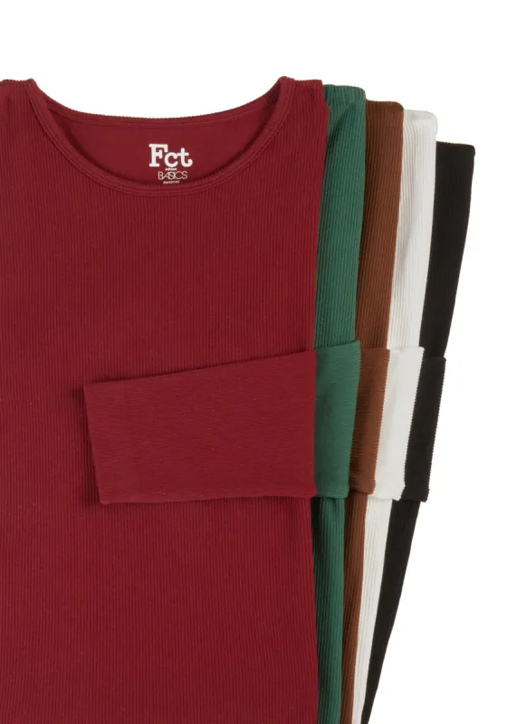 Ribbed Knit Crew Neck Long Sleeve Top sold by Rainbow