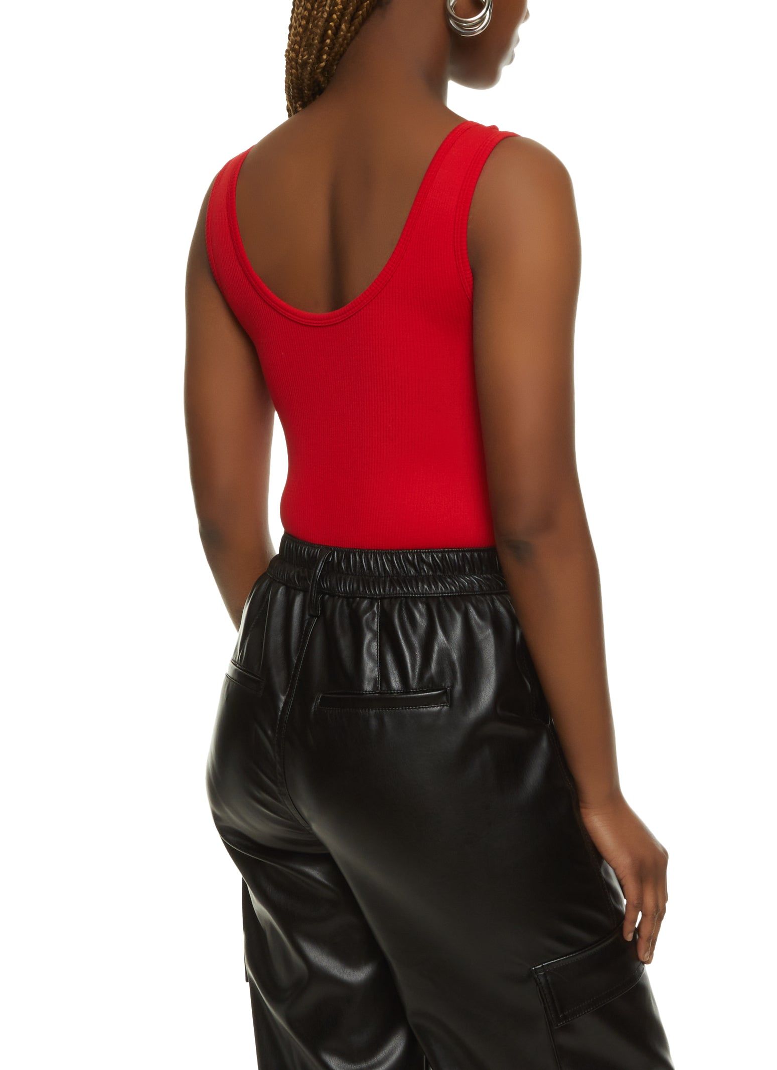 Ribbed Knit Seamless Scoop Neck Sleeveless Bodysuit sold by Rainbow product image thumbnail 3