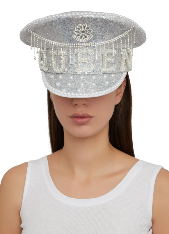 Rhinestone Studded Queen Captain Hat sold by Rainbow