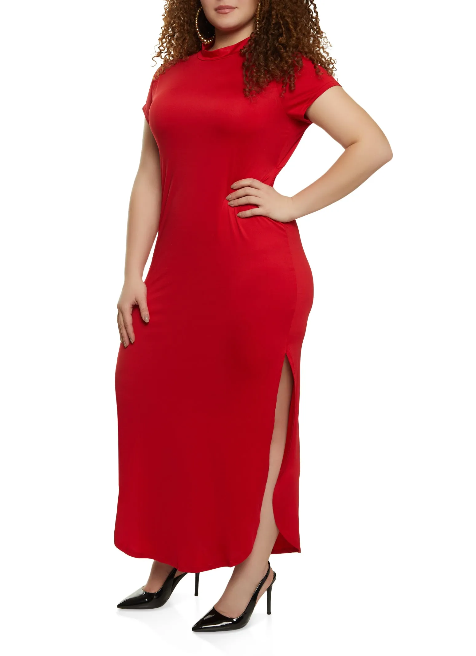 Plus Size Cut Out Back Mock Neck Maxi Dress sold by Rainbow product image thumbnail 2