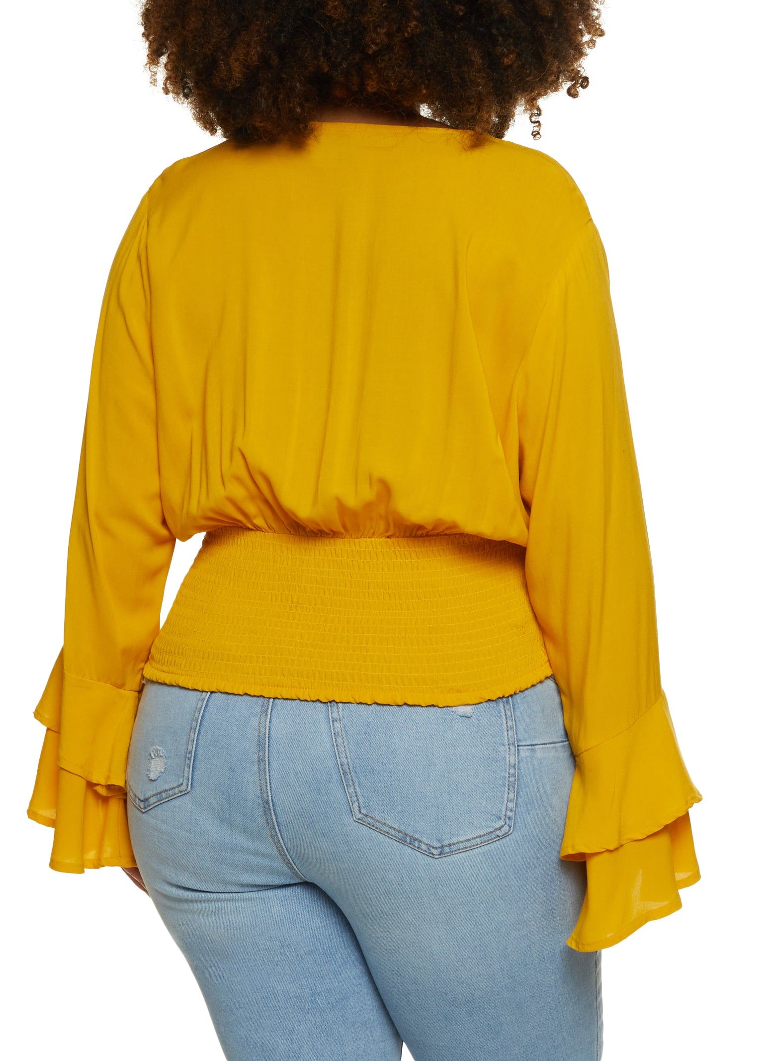 Plus Size Smocked Waist Faux Wrap Top sold by Rainbow product image thumbnail 2