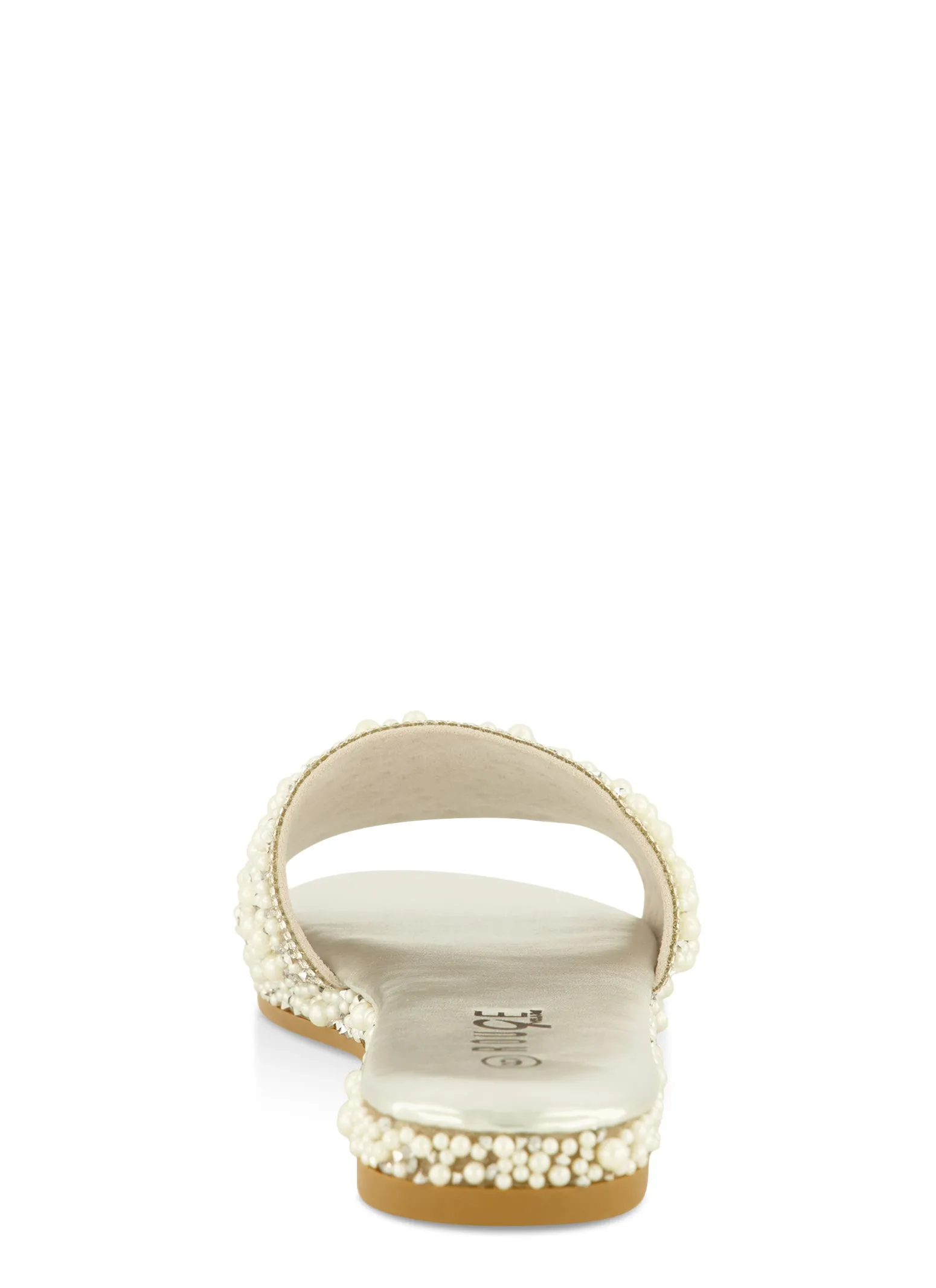 Rhinestone Trim Faux Pearl Band Slide Sandals sold by Rainbow product image thumbnail 3