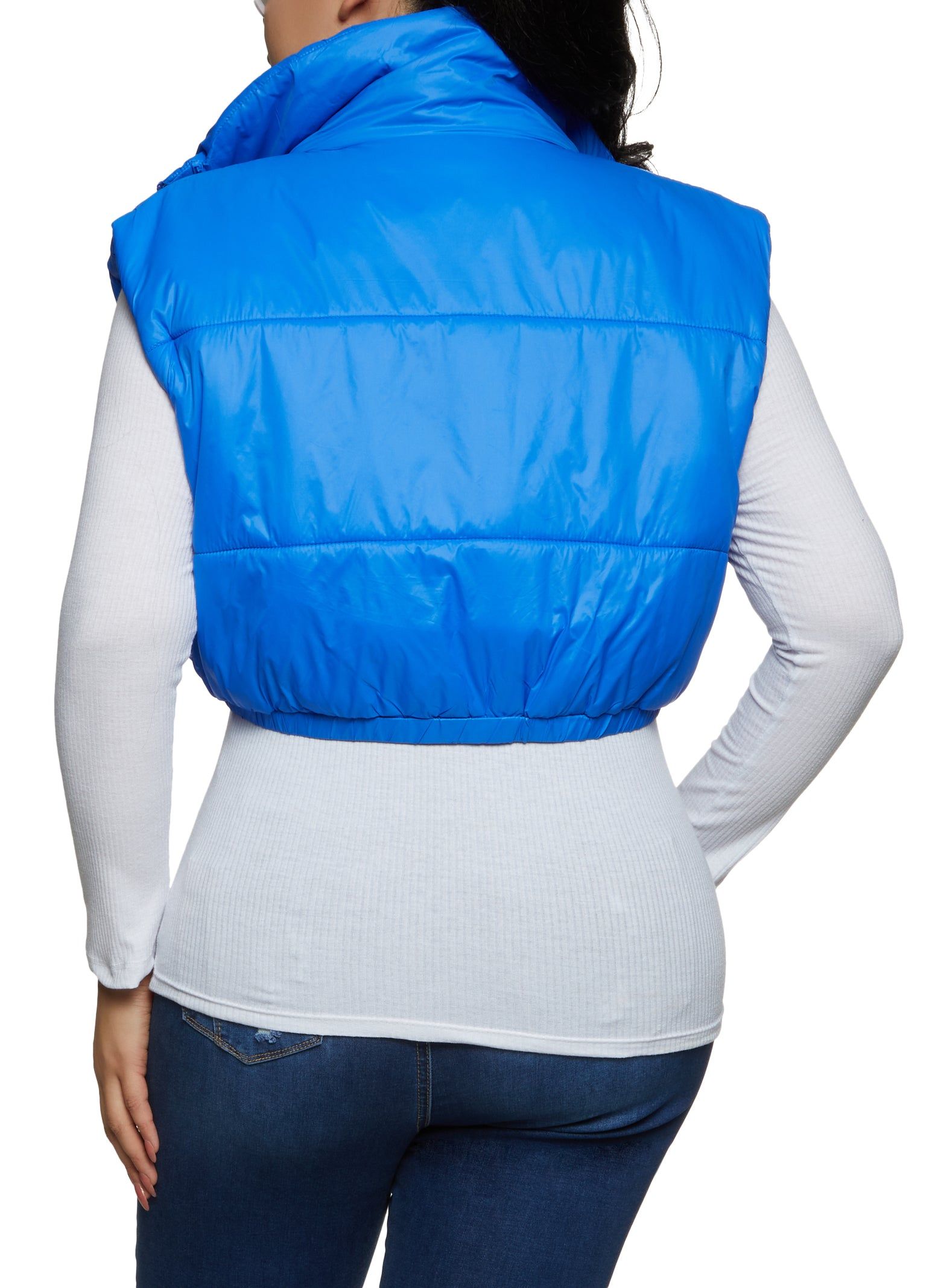 Plus Size Snap Button Zip Front Cropped Puffer Vest sold by Rainbow product image thumbnail 2
