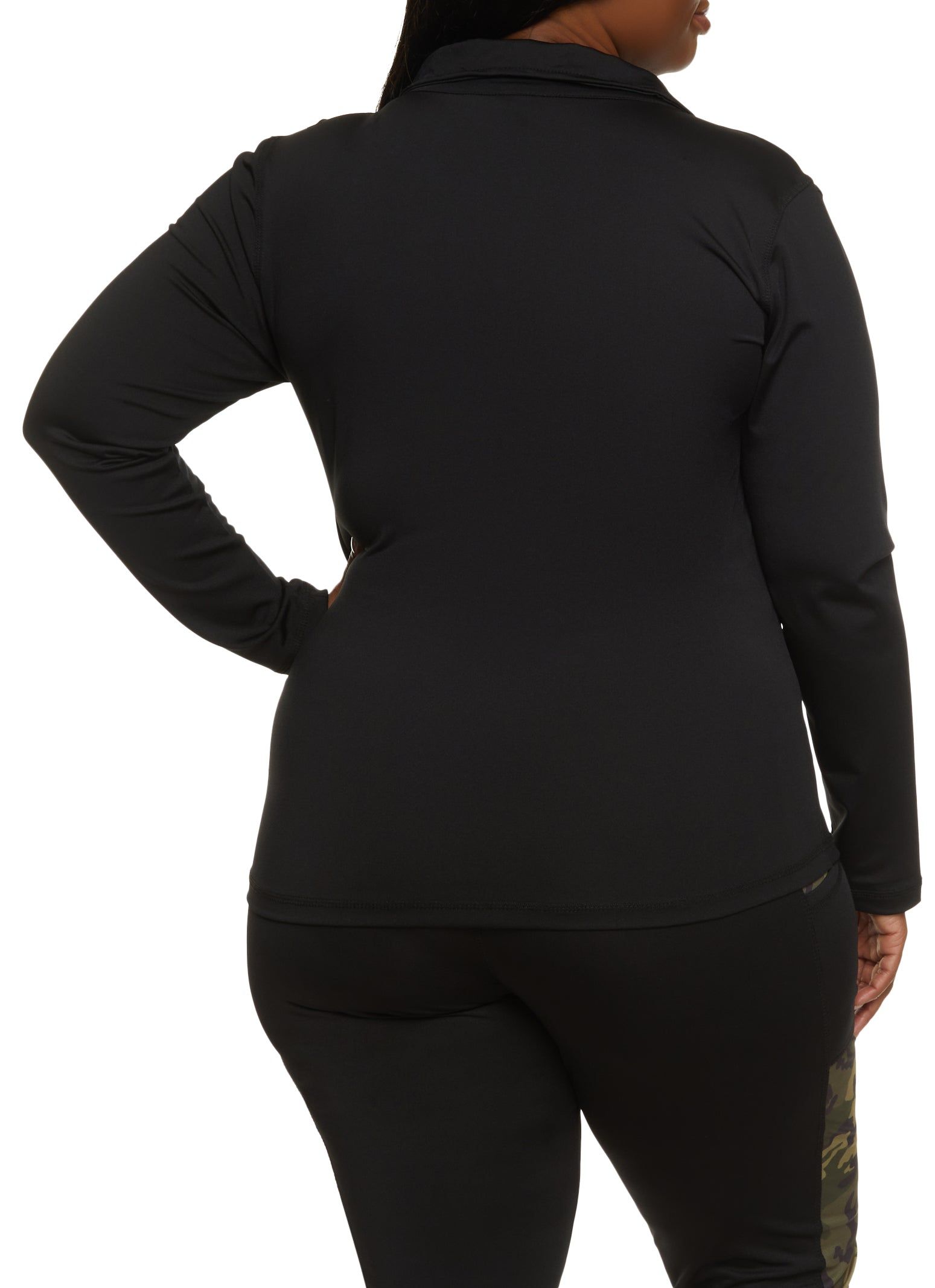 Plus Size Camo Detail Zip Front Track Jacket sold by Rainbow product image thumbnail 3